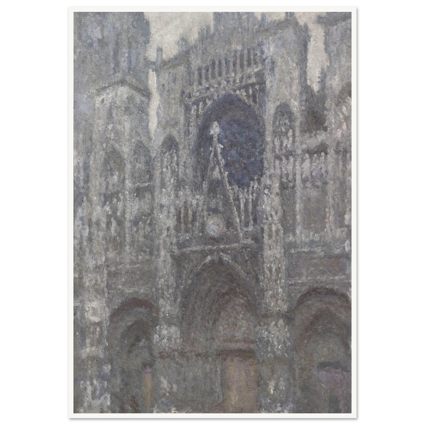 The Cathedral in Rouen. The portal, Grey Weather (1892) Art Print | Claude Monet - Framed Poster - 30x40 cm / 12x16″ - Black frame