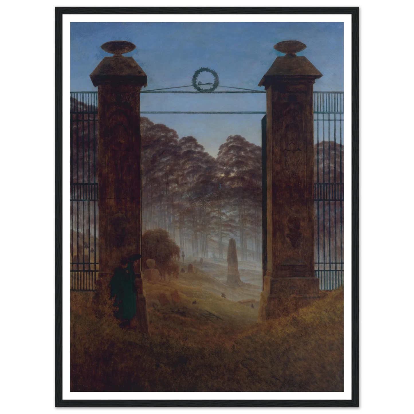The Cemetery Art Print | Caspar David Friedrich - Framed Poster - 30x40 cm / 12x16″ - Black frame