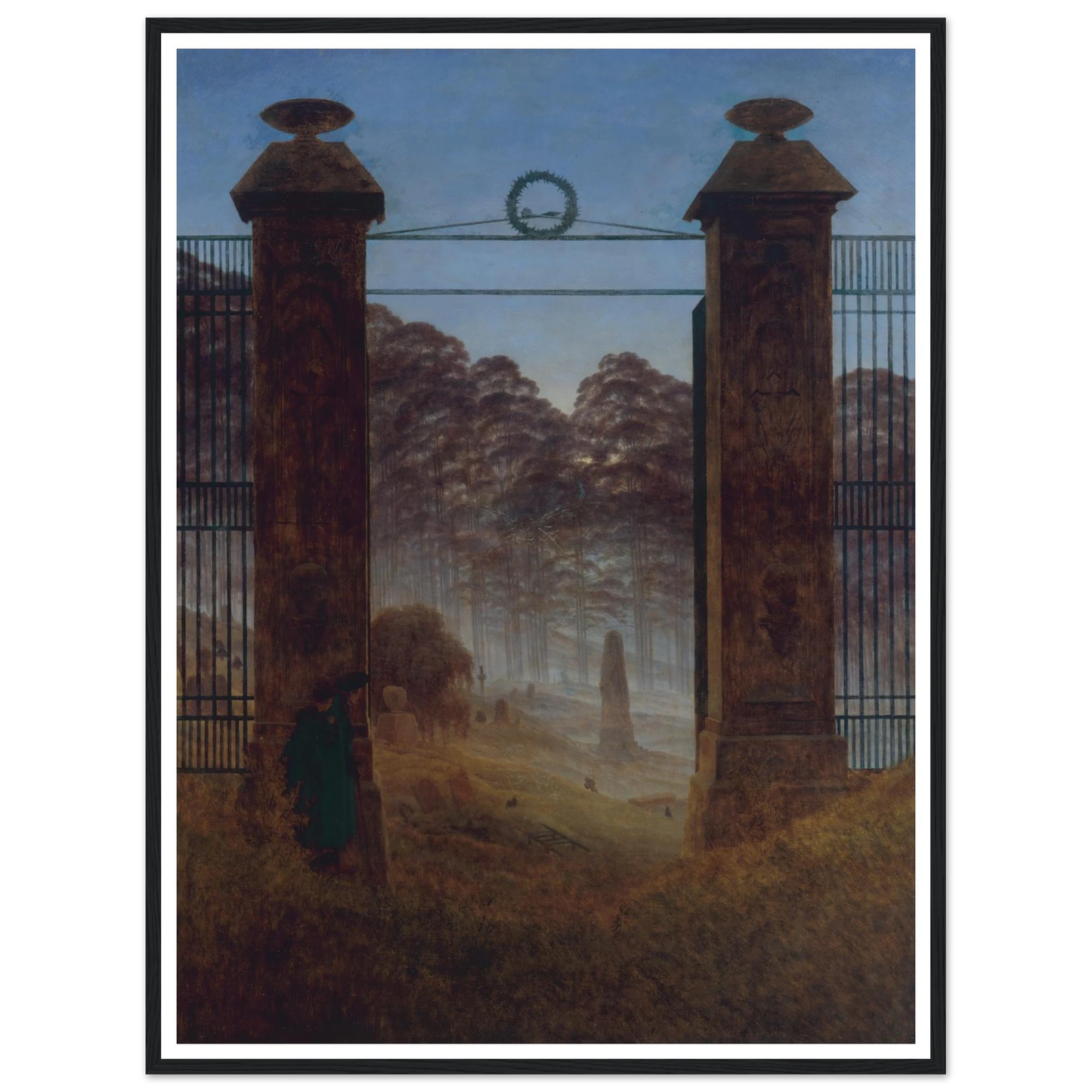 The Cemetery Art Print | Caspar David Friedrich - Framed Poster - 30x40 cm / 12x16″ - Black frame