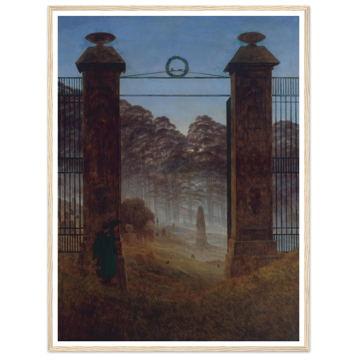 The Cemetery Art Print | Caspar David Friedrich - Framed Poster - 30x40 cm / 12x16″ - Black frame