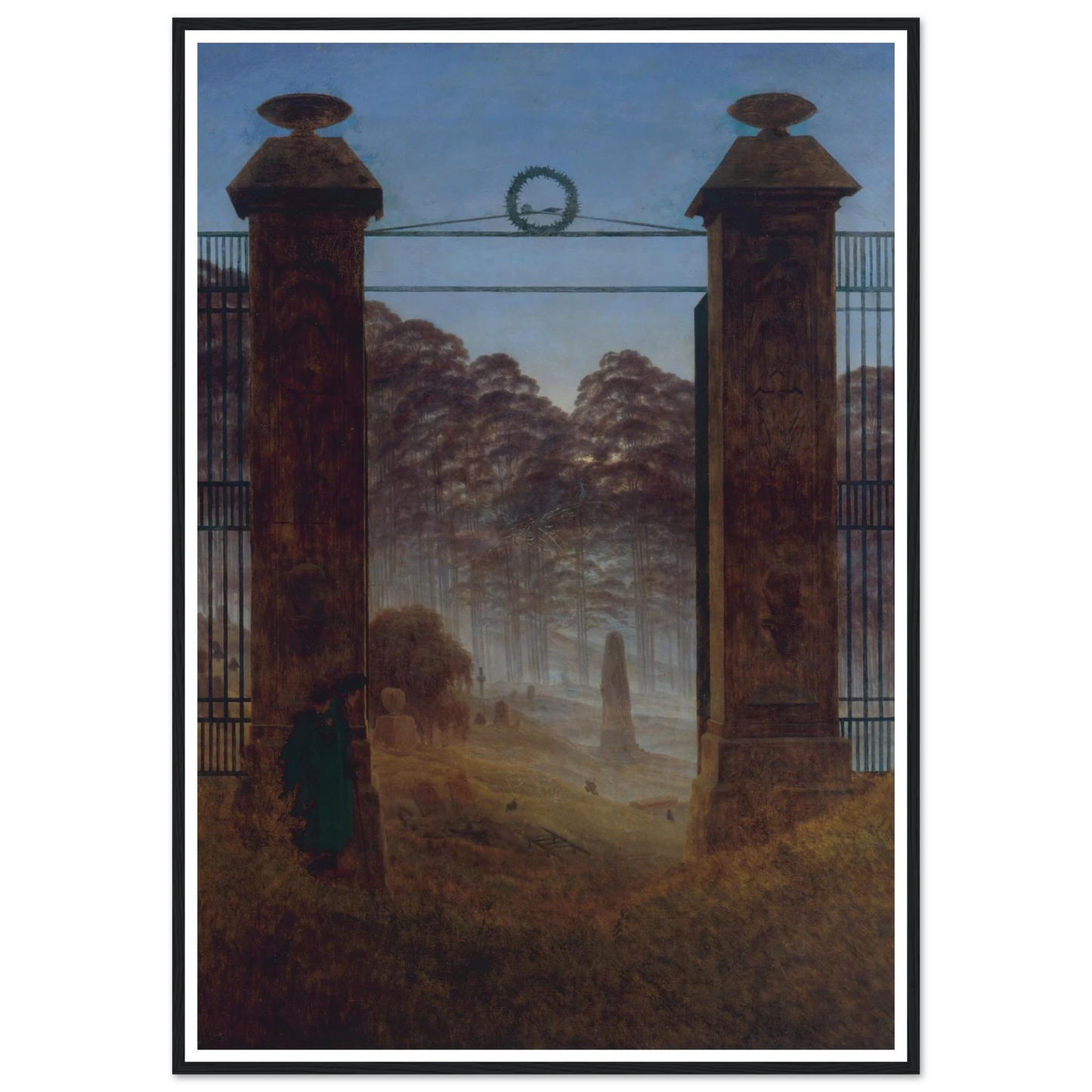 The Cemetery Art Print | Caspar David Friedrich - Framed Poster - 30x40 cm / 12x16″ - Black frame