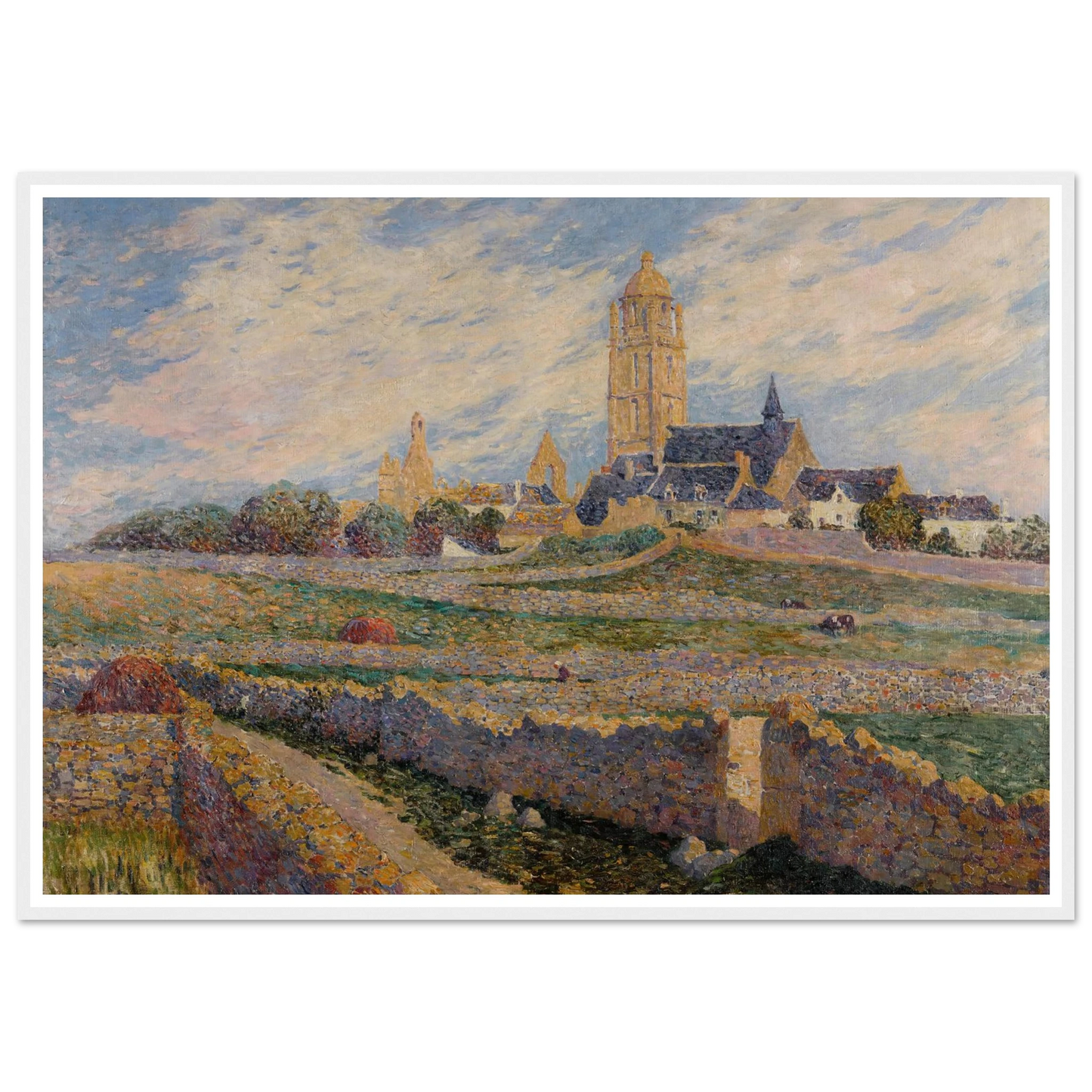 The chapel of Mulberry and Church of Bourg de Batz Art Print | Ferdinand du Puigaudeau - Framed Poster - 30x40 cm / 12x16″ - Black frame