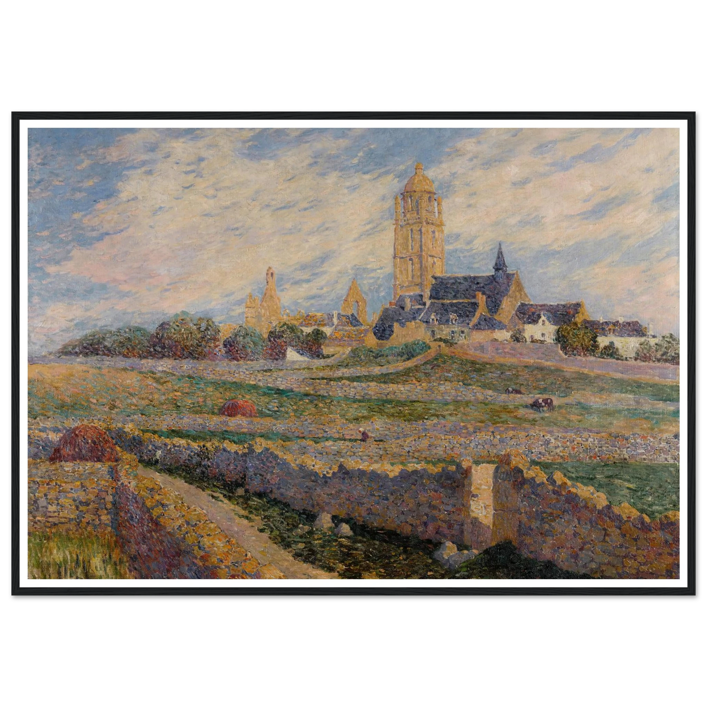 The chapel of Mulberry and Church of Bourg de Batz Art Print | Ferdinand du Puigaudeau - Framed Poster - 30x40 cm / 12x16″ - Black frame
