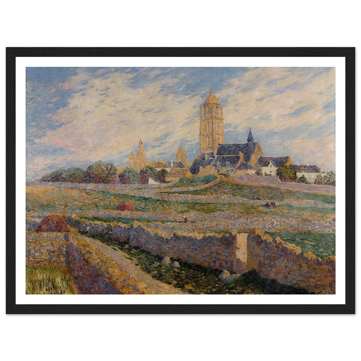 The chapel of Mulberry and Church of Bourg de Batz Art Print | Ferdinand du Puigaudeau - Framed Poster - 30x40 cm / 12x16″ - Black frame