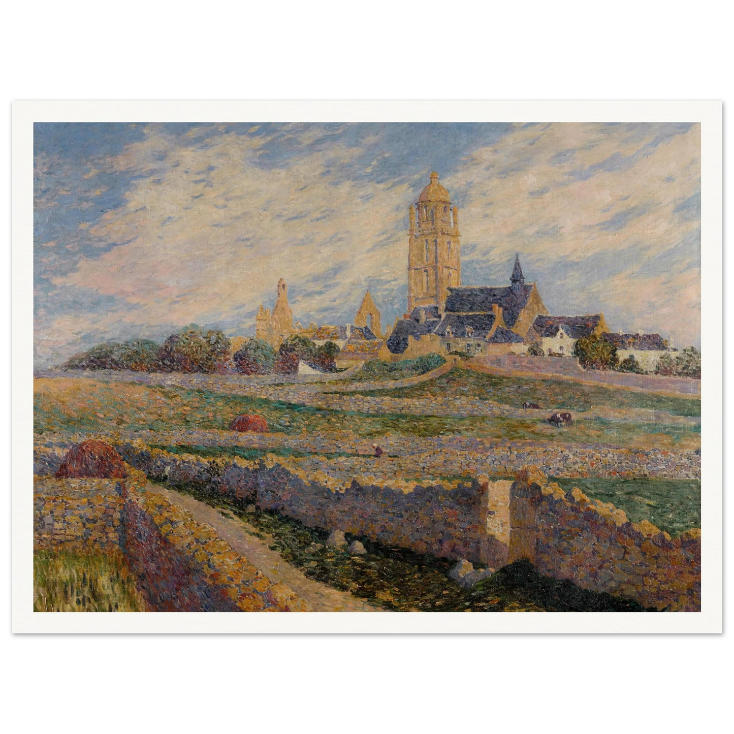 The chapel of Mulberry and Church of Bourg de Batz Art Print | Ferdinand du Puigaudeau - Framed Poster - 30x40 cm / 12x16″ - Black frame