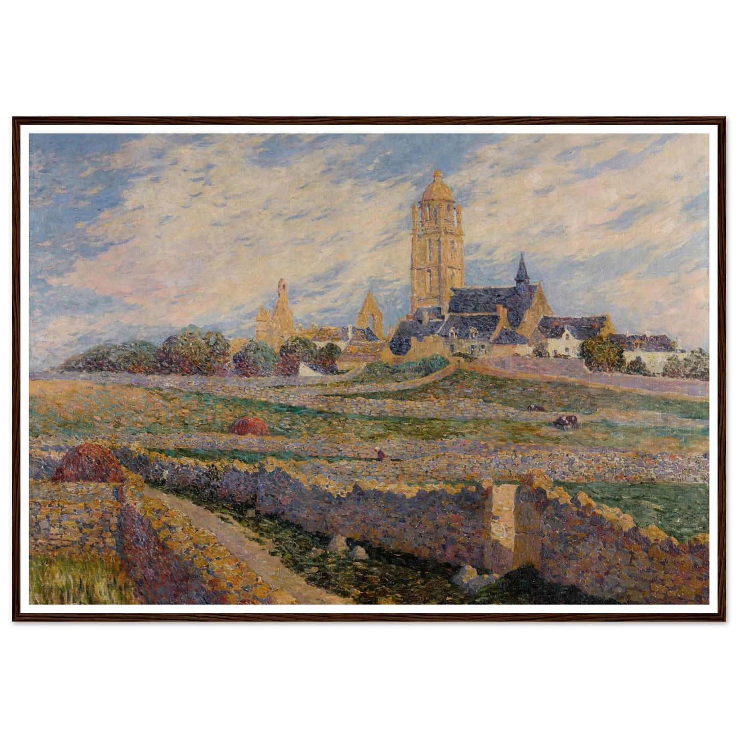 The chapel of Mulberry and Church of Bourg de Batz Art Print | Ferdinand du Puigaudeau - Framed Poster - 30x40 cm / 12x16″ - Black frame