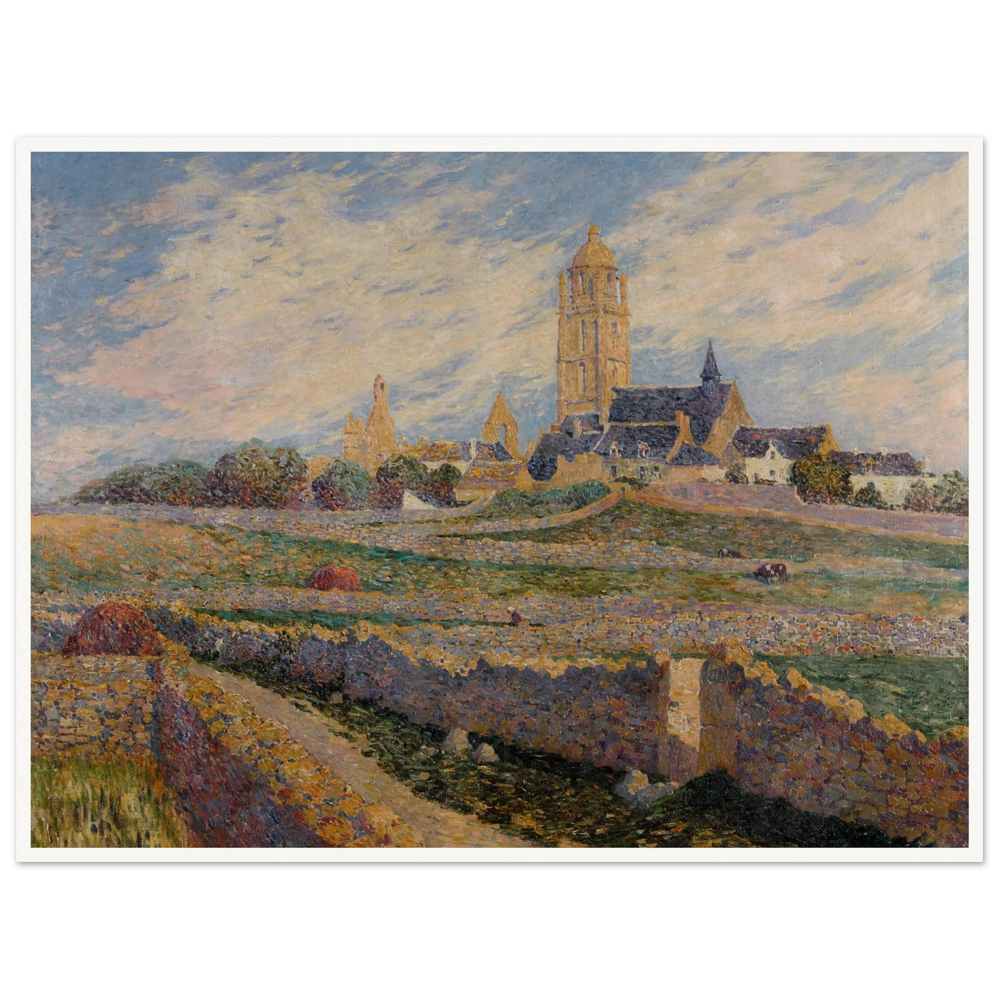 The chapel of Mulberry and Church of Bourg de Batz Art Print | Ferdinand du Puigaudeau - Framed Poster - 30x40 cm / 12x16″ - Black frame