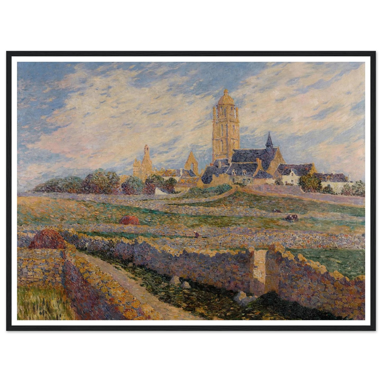 The chapel of Mulberry and Church of Bourg de Batz Art Print | Ferdinand du Puigaudeau - Framed Poster - 30x40 cm / 12x16″ - Black frame