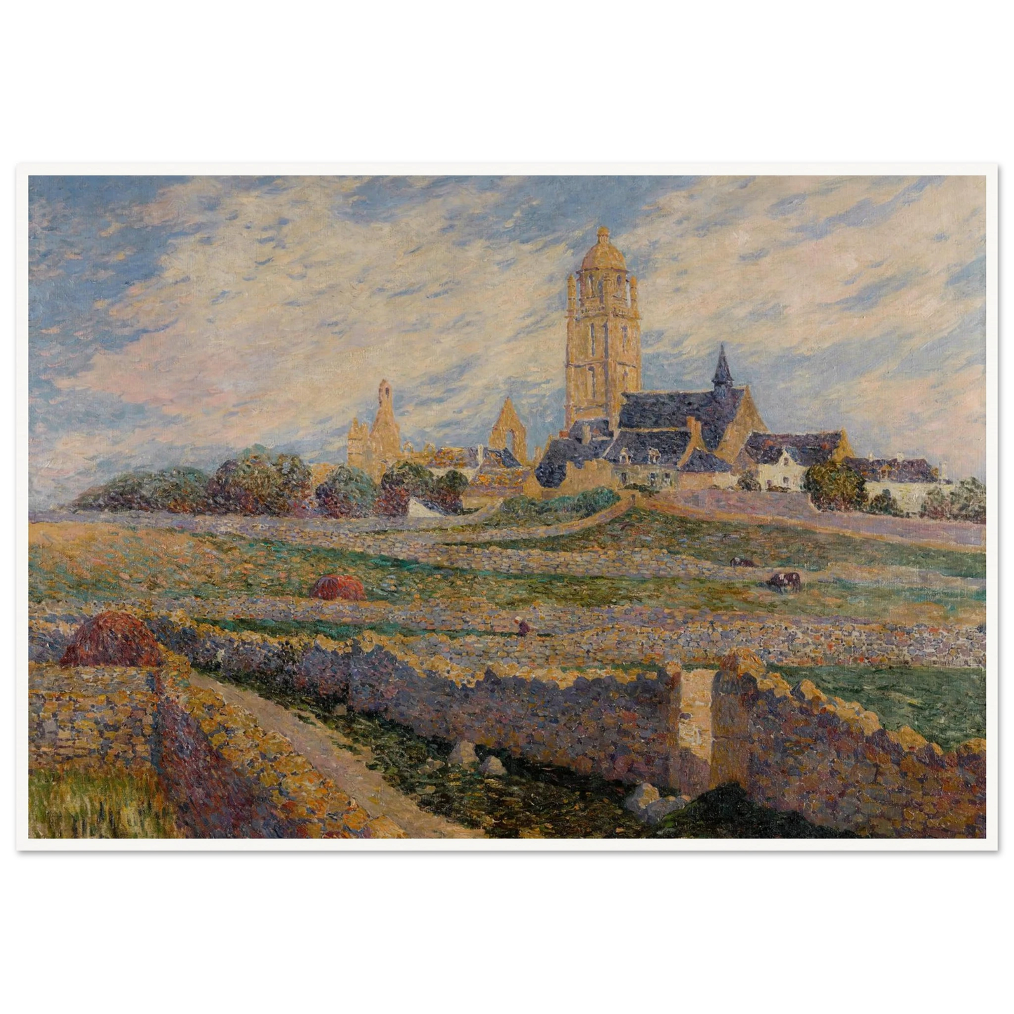 The chapel of Mulberry and Church of Bourg de Batz Art Print | Ferdinand du Puigaudeau - Framed Poster - 30x40 cm / 12x16″ - Black frame