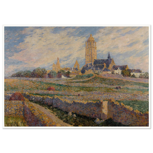 The chapel of Mulberry and Church of Bourg de Batz Art Print | Ferdinand du Puigaudeau - Framed Poster - 30x40 cm / 12x16″ - Black frame
