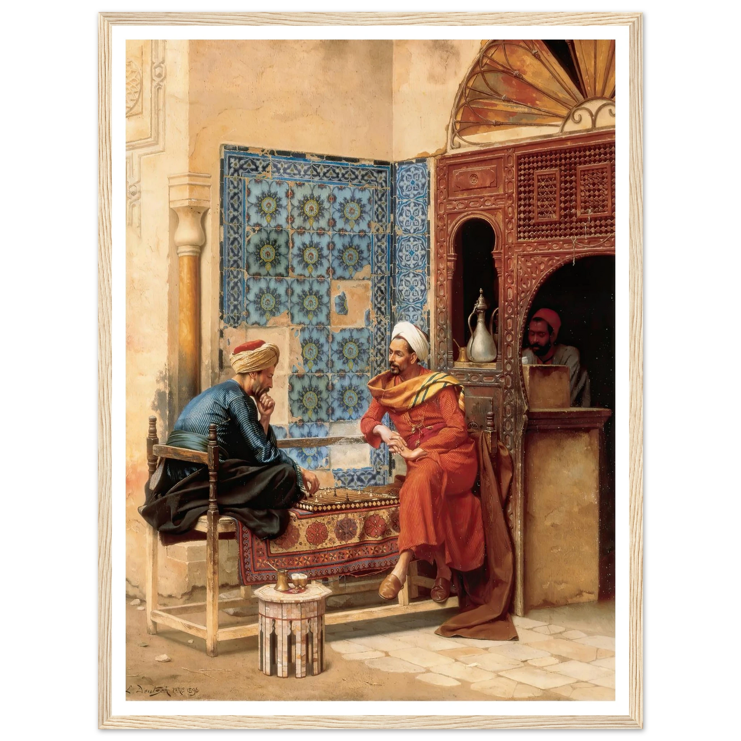The Chess Game (1896) Art Print | Ludwig Deutsch - Framed Poster - 30x40 cm / 12x16″ - Black frame