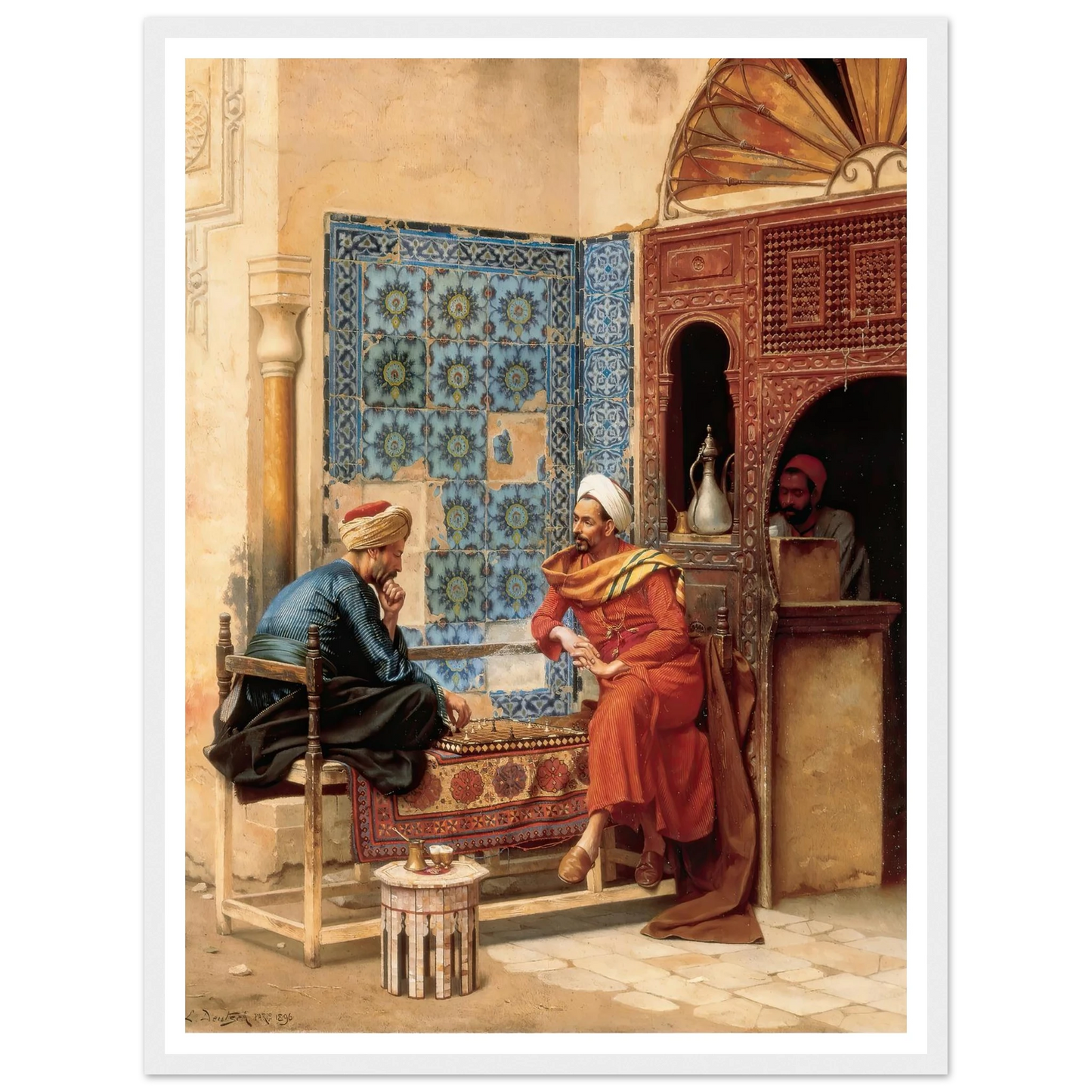 The Chess Game (1896) Art Print | Ludwig Deutsch - Framed Poster - 30x40 cm / 12x16″ - Black frame