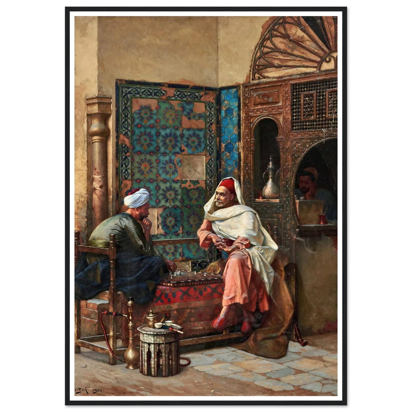 The Chess Players (1904) Art Print | Ludwig Deutsch - Framed Poster - 30x40 cm / 12x16″ - Black frame