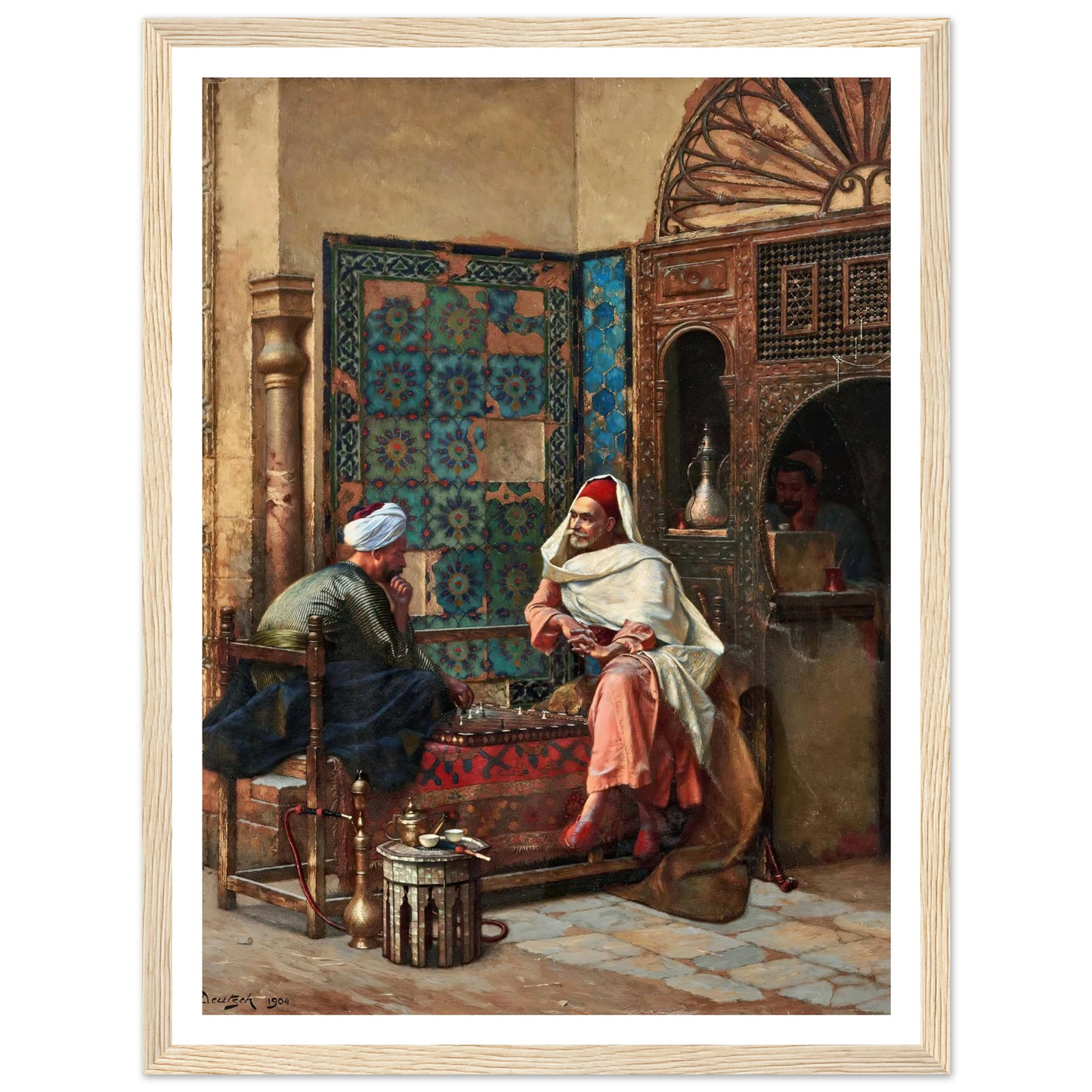The Chess Players (1904) Art Print | Ludwig Deutsch - Framed Poster - 30x40 cm / 12x16″ - Black frame