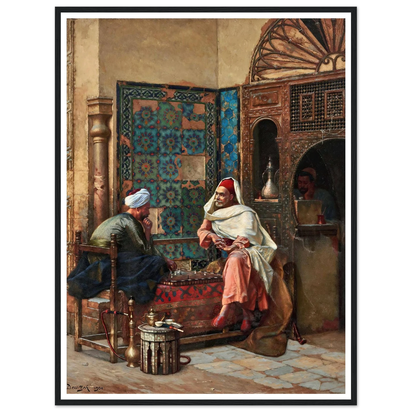 The Chess Players (1904) Art Print | Ludwig Deutsch - Framed Poster - 30x40 cm / 12x16″ - Black frame