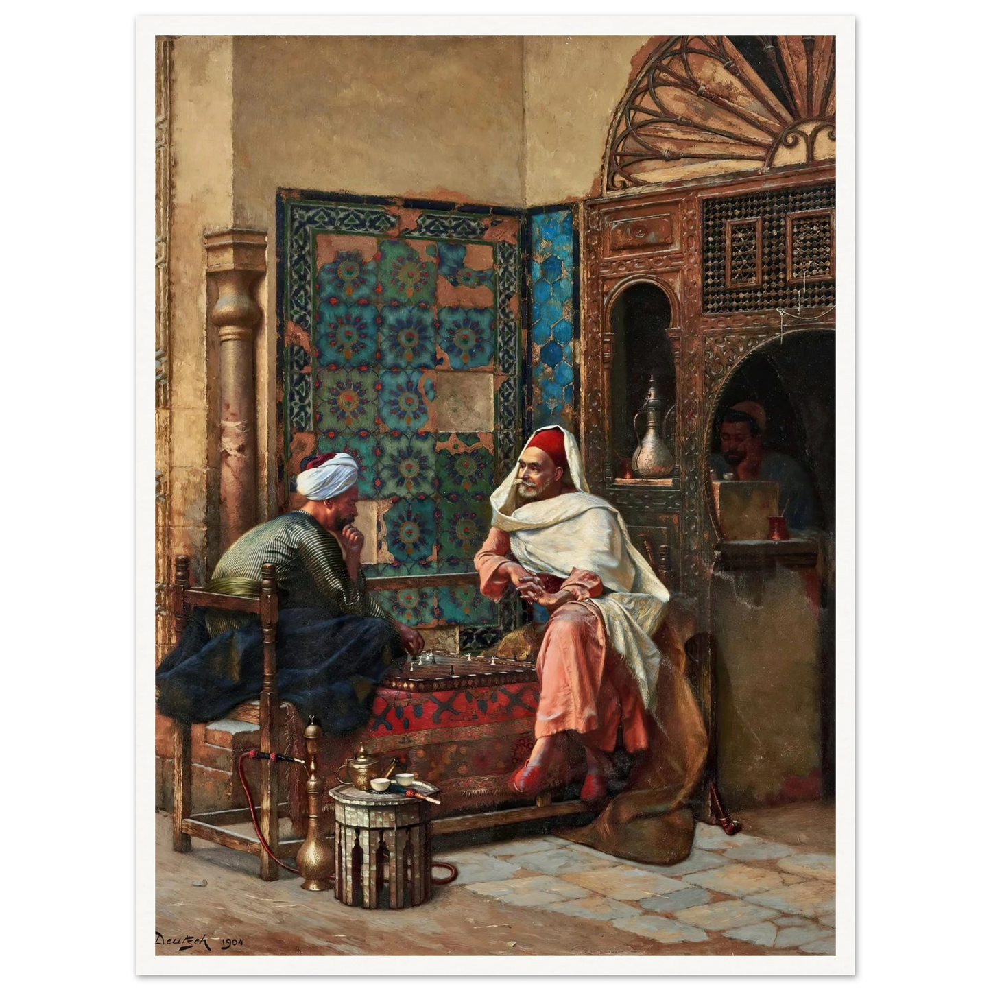 The Chess Players (1904) Art Print | Ludwig Deutsch - Framed Poster - 30x40 cm / 12x16″ - Black frame