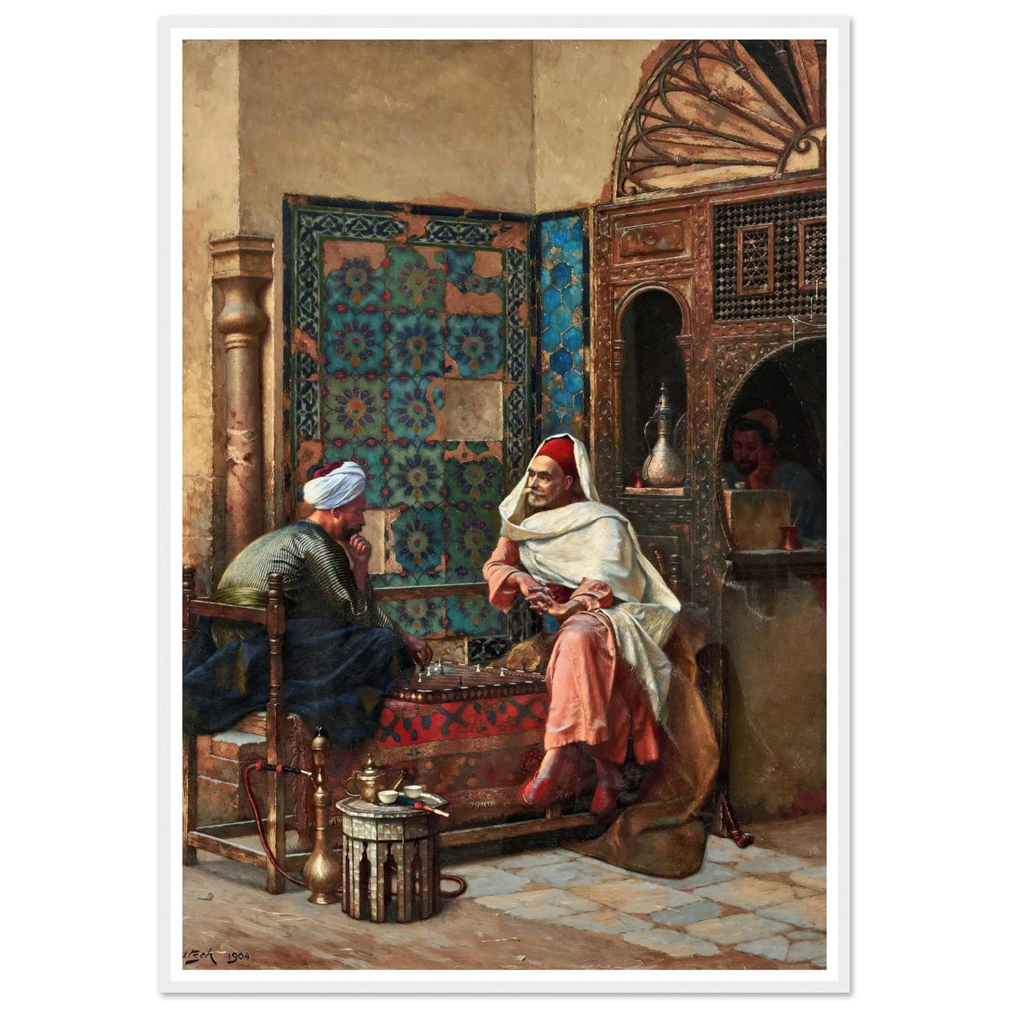 The Chess Players (1904) Art Print | Ludwig Deutsch - Framed Poster - 30x40 cm / 12x16″ - Black frame