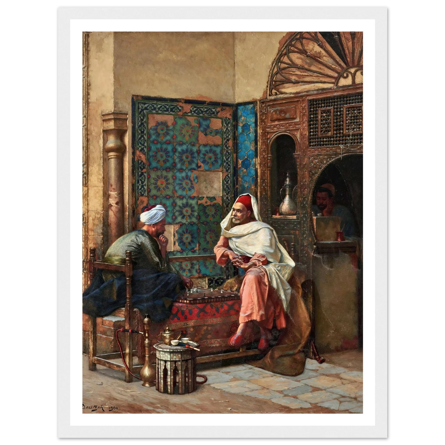 The Chess Players (1904) Art Print | Ludwig Deutsch - Framed Poster - 30x40 cm / 12x16″ - Black frame