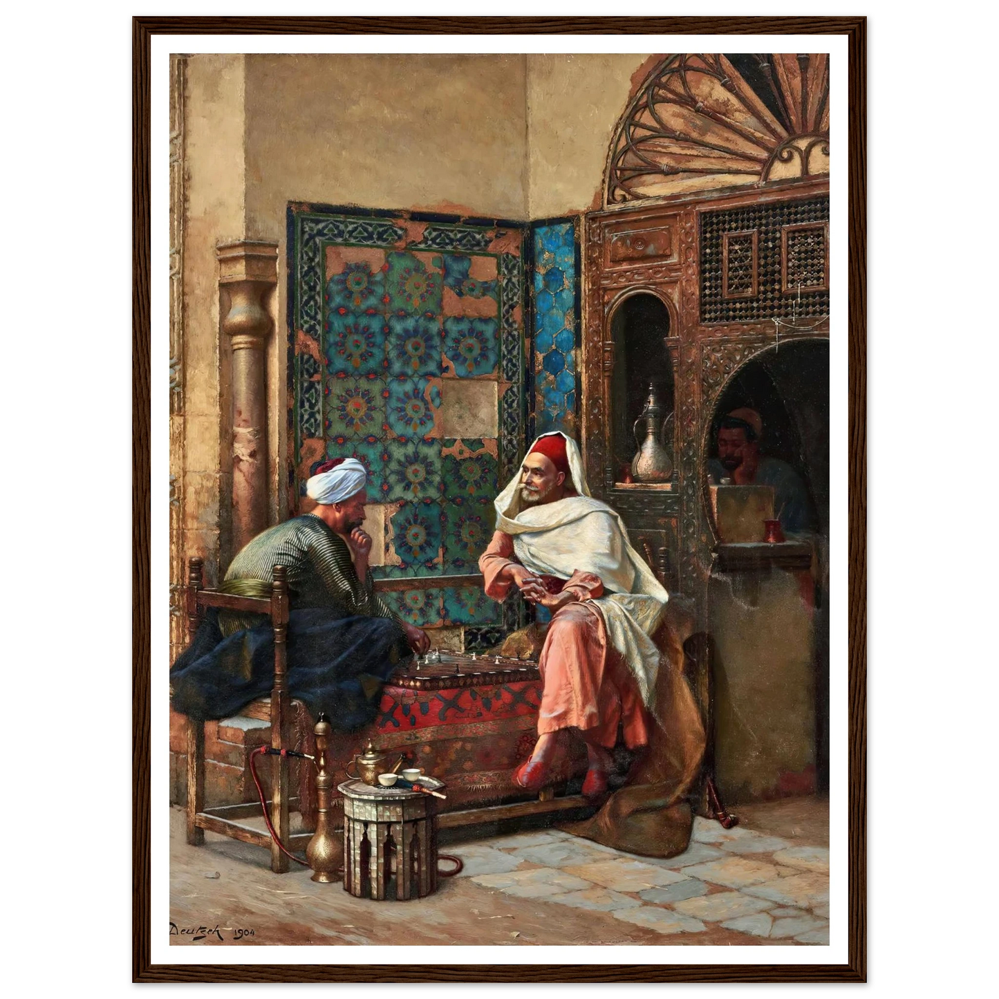 The Chess Players (1904) Art Print | Ludwig Deutsch - Framed Poster - 30x40 cm / 12x16″ - Black frame