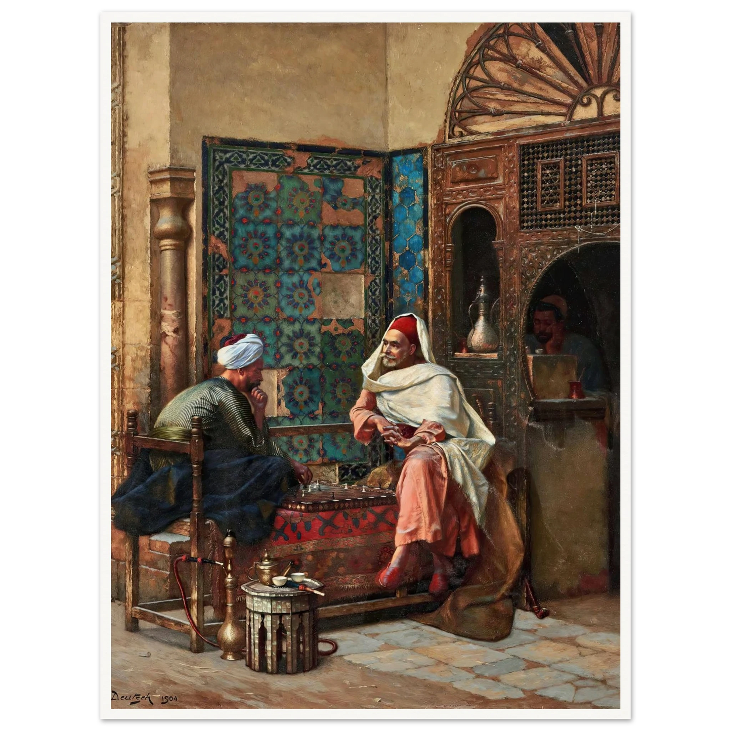 The Chess Players (1904) Art Print | Ludwig Deutsch - Framed Poster - 30x40 cm / 12x16″ - Black frame