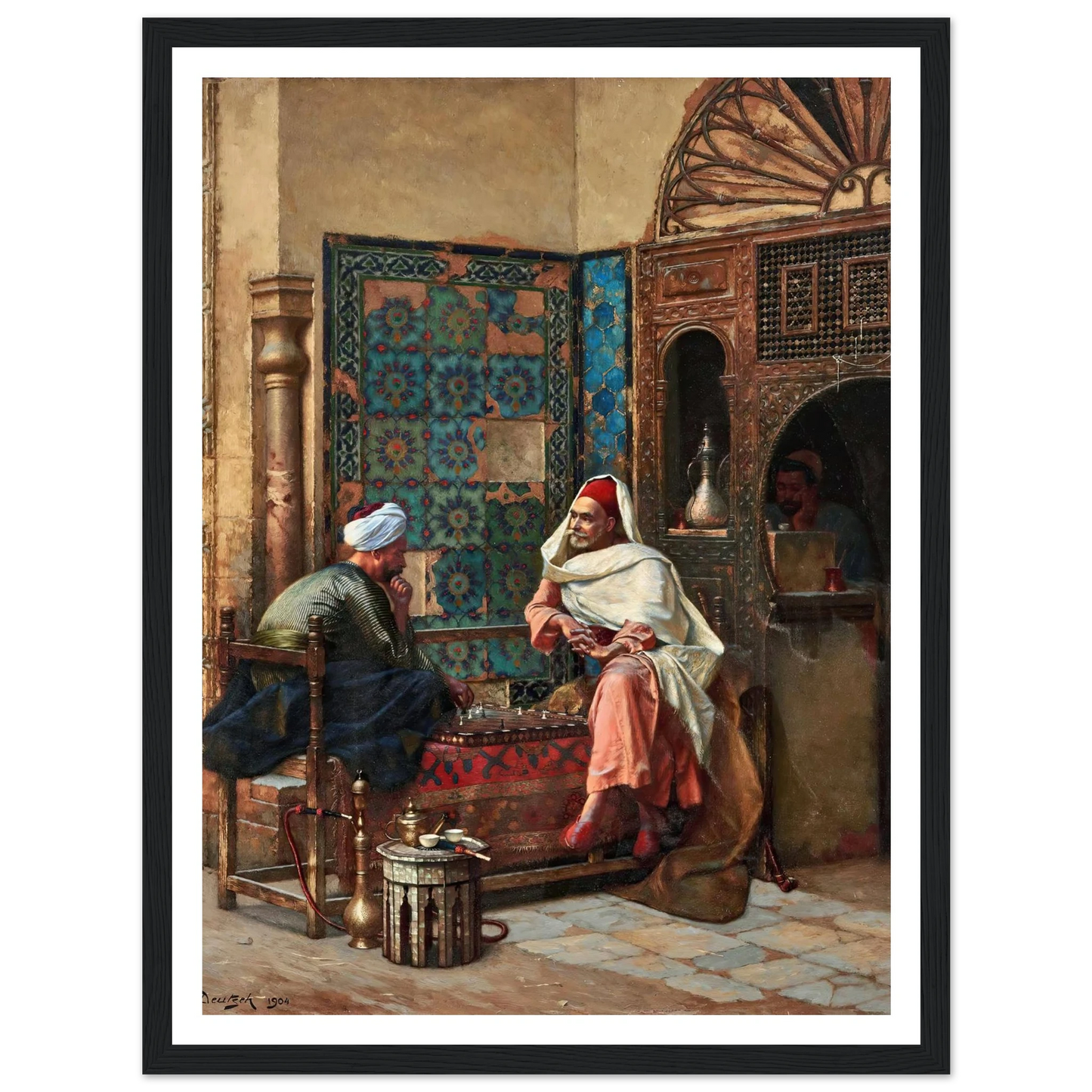The Chess Players (1904) Art Print | Ludwig Deutsch - Framed Poster - 30x40 cm / 12x16″ - Black frame