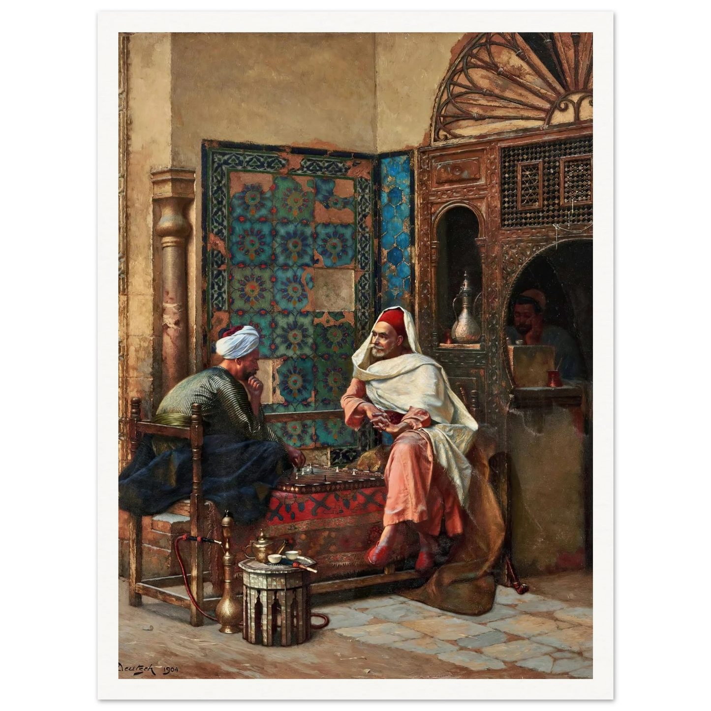 The Chess Players (1904) Art Print | Ludwig Deutsch - Framed Poster - 30x40 cm / 12x16″ - Black frame
