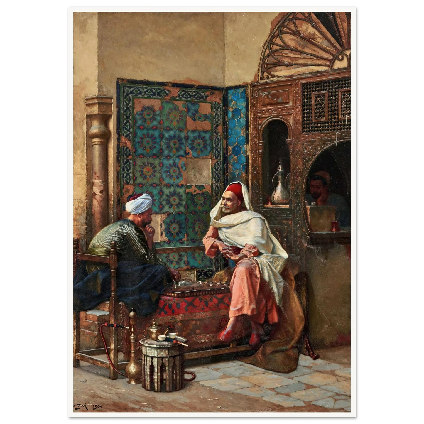 The Chess Players (1904) Art Print | Ludwig Deutsch - Framed Poster - 30x40 cm / 12x16″ - Black frame