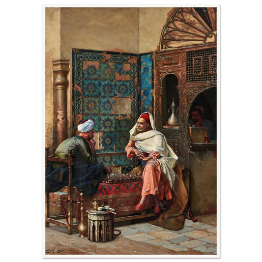 The Chess Players (1904) Art Print | Ludwig Deutsch - Framed Poster - 30x40 cm / 12x16″ - Black frame