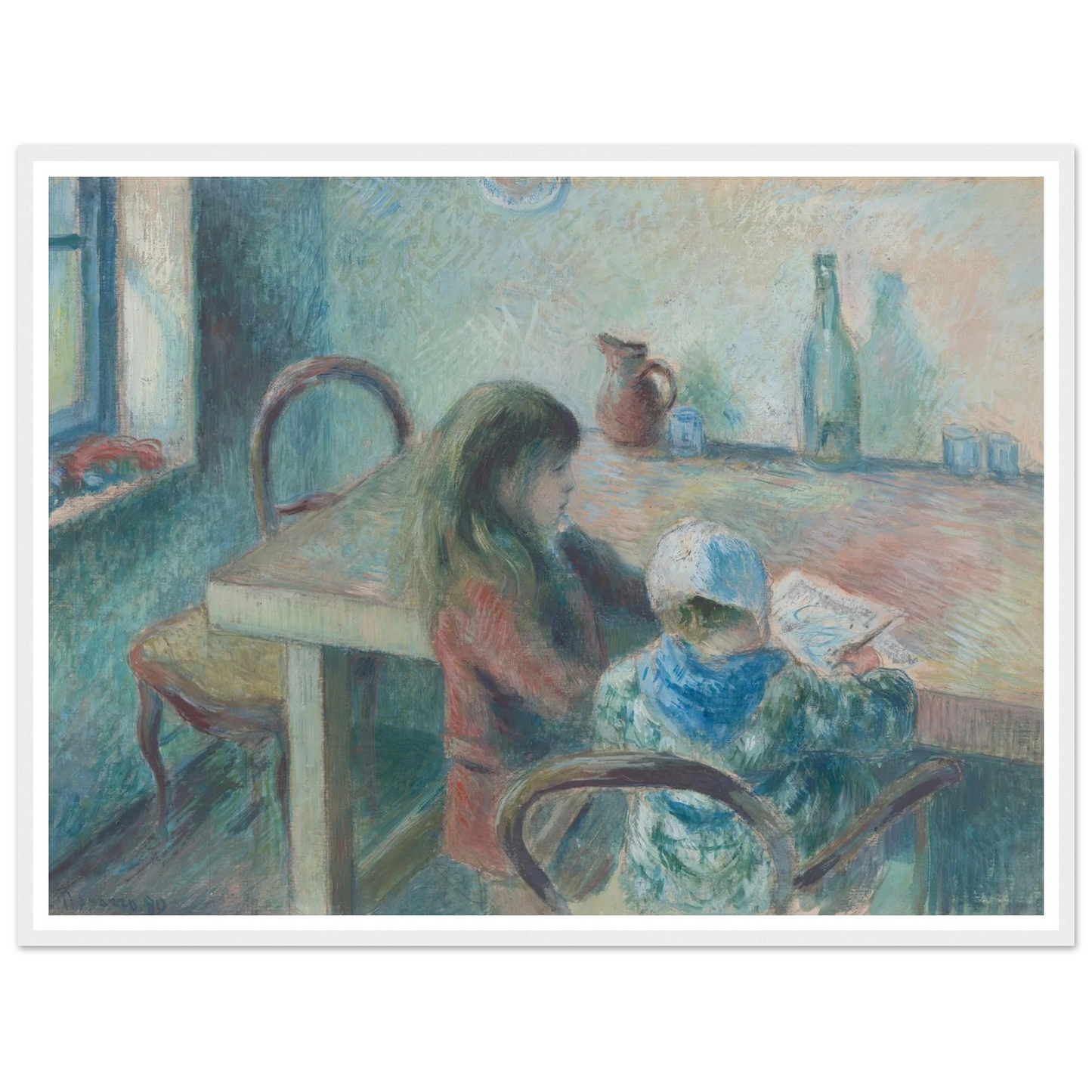 The Children (1880) Art Print | Camille Pissarro - Framed Poster - 30x40 cm / 12x16″ - Black frame