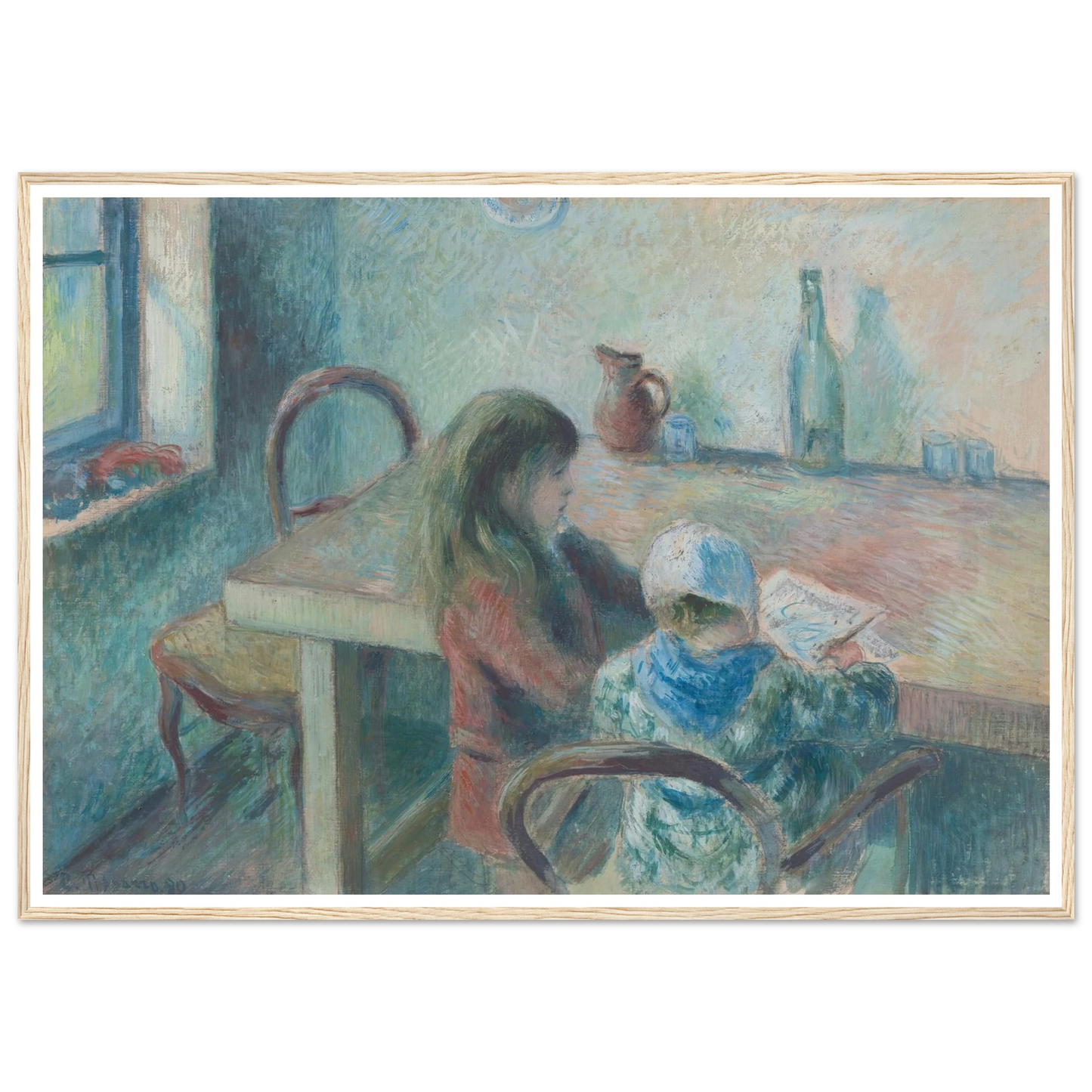 The Children (1880) Art Print | Camille Pissarro - Framed Poster - 30x40 cm / 12x16″ - Black frame