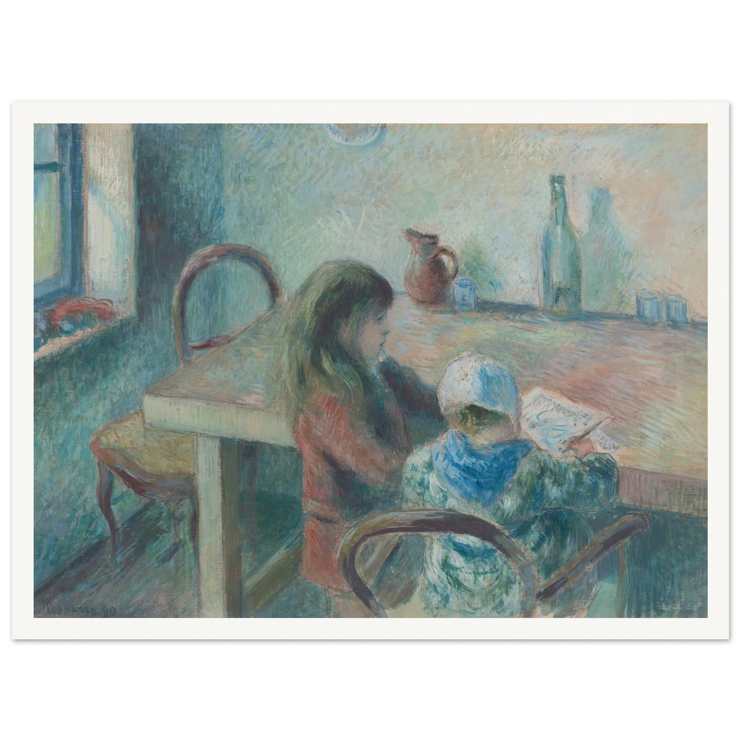 The Children (1880) Art Print | Camille Pissarro - Framed Poster - 30x40 cm / 12x16″ - Black frame
