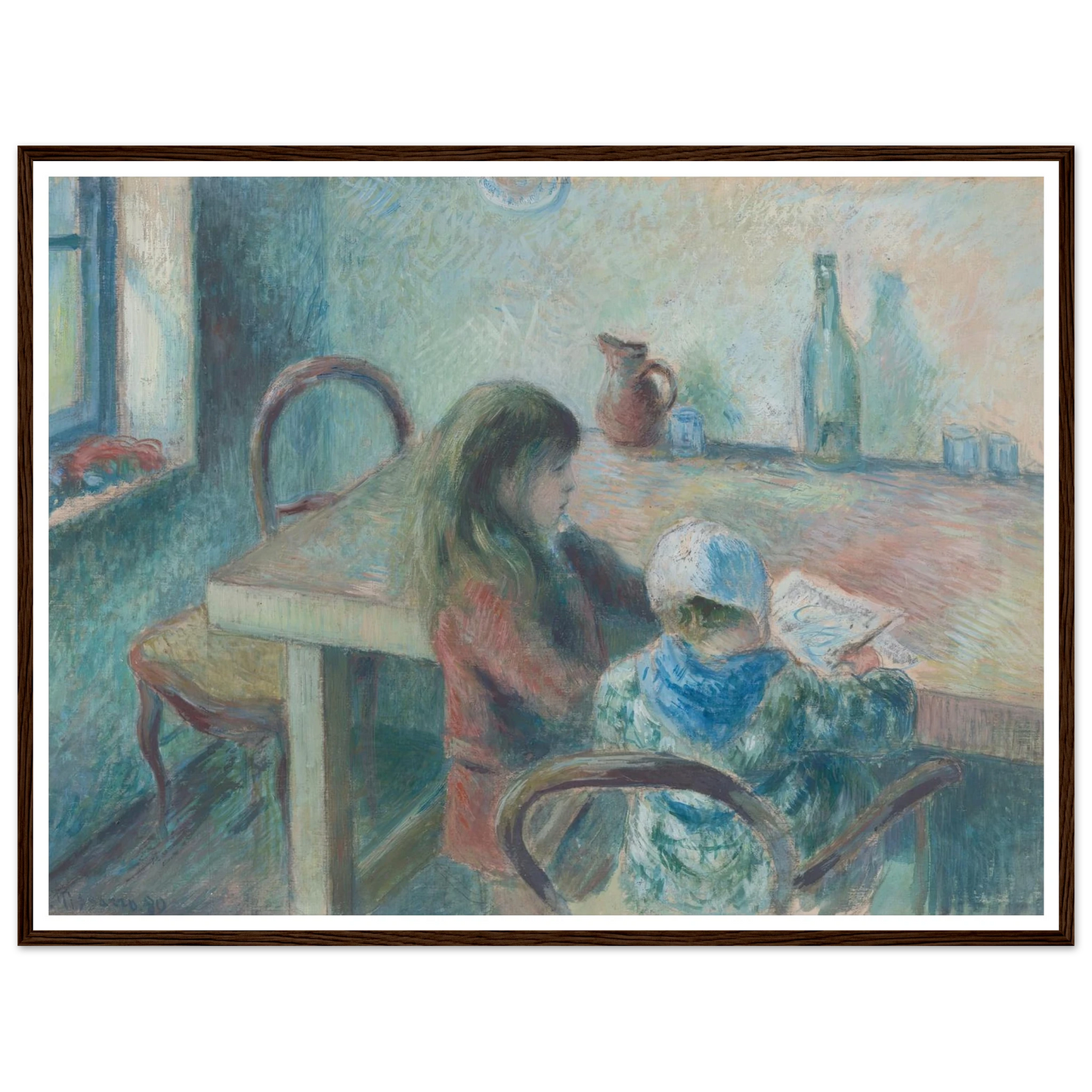The Children (1880) Art Print | Camille Pissarro - Framed Poster - 30x40 cm / 12x16″ - Black frame