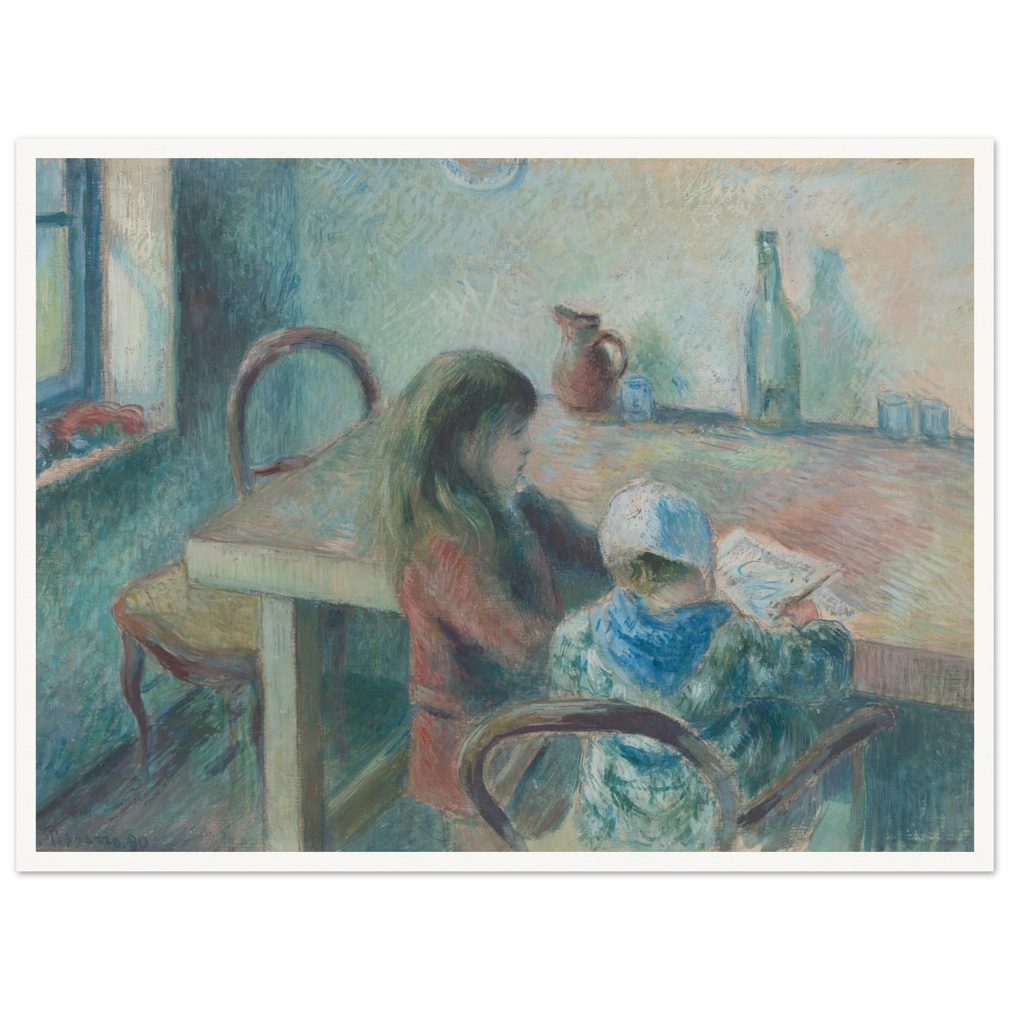 The Children (1880) Art Print | Camille Pissarro - Framed Poster - 30x40 cm / 12x16″ - Black frame