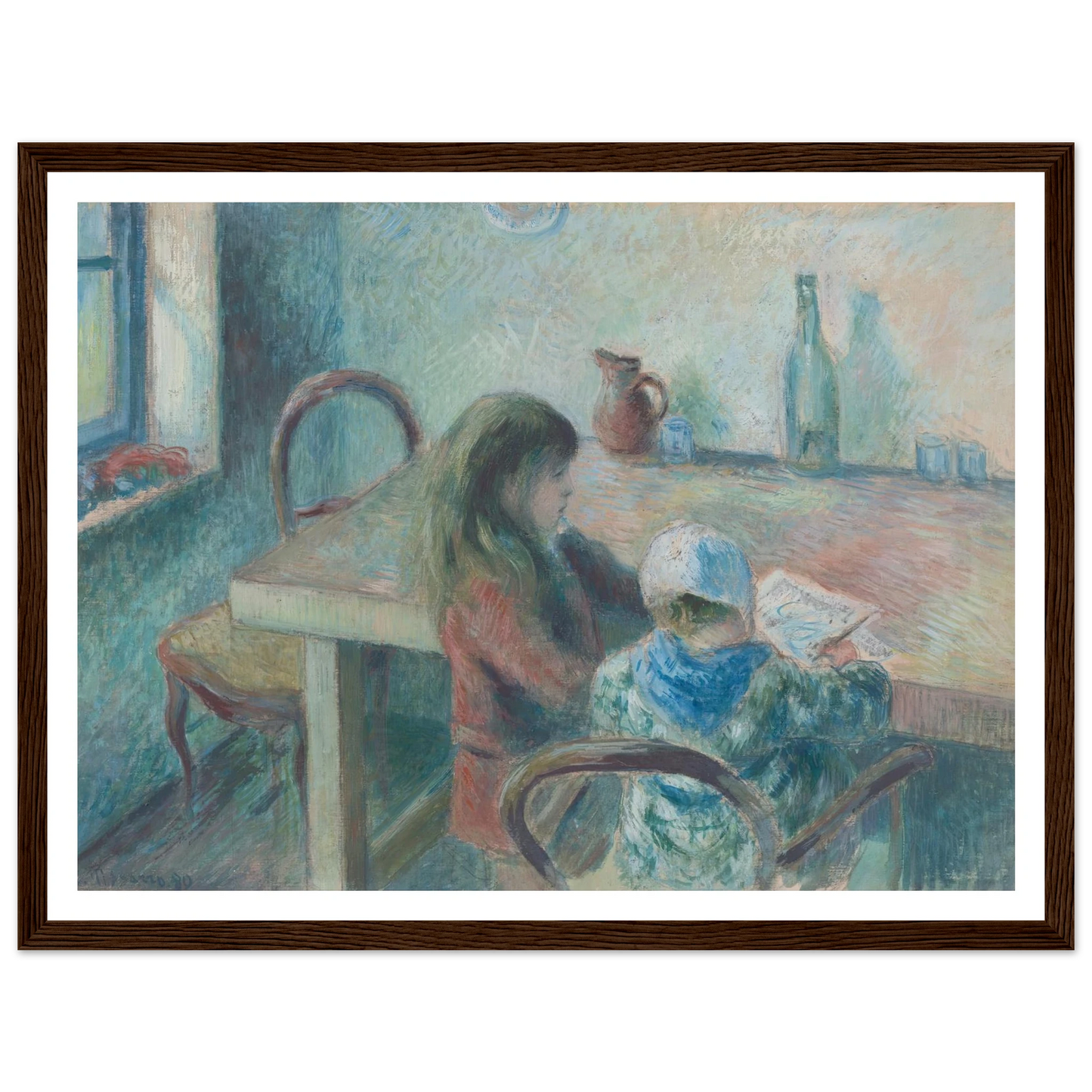 The Children (1880) Art Print | Camille Pissarro - Framed Poster - 30x40 cm / 12x16″ - Black frame