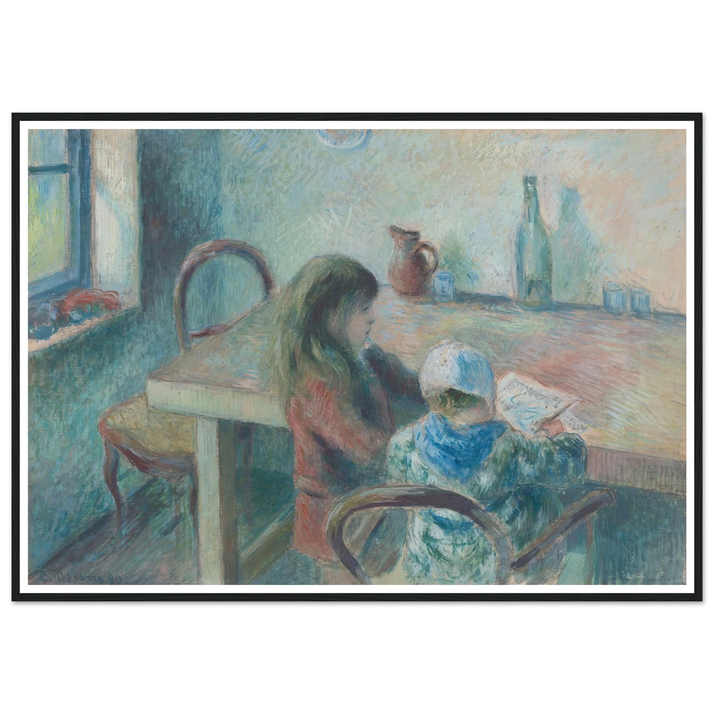 The Children (1880) Art Print | Camille Pissarro - Framed Poster - 30x40 cm / 12x16″ - Black frame