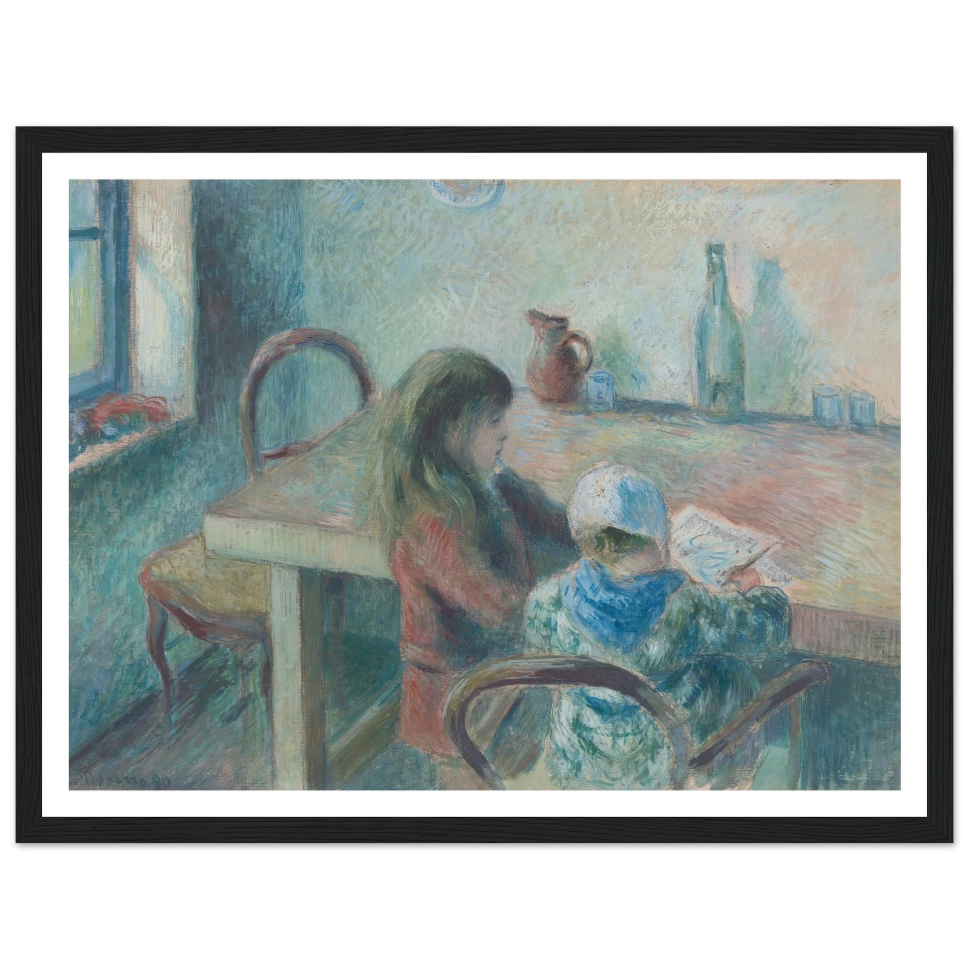 The Children (1880) Art Print | Camille Pissarro - Framed Poster - 30x40 cm / 12x16″ - Black frame