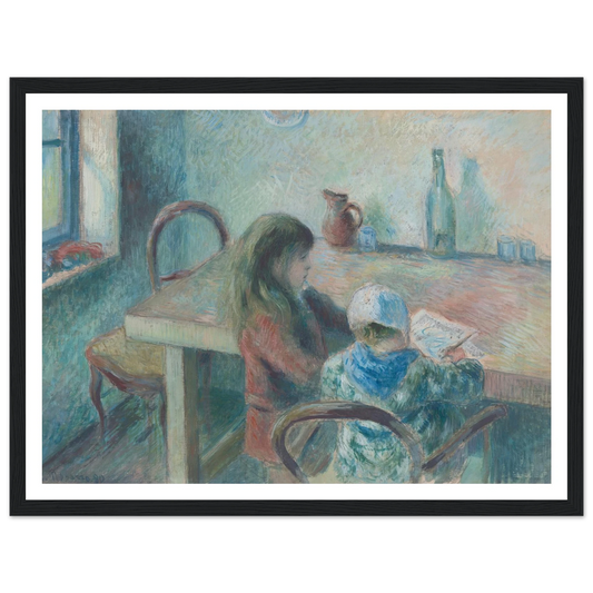 The Children (1880) Art Print | Camille Pissarro - Framed Poster - 30x40 cm / 12x16″ - Black frame