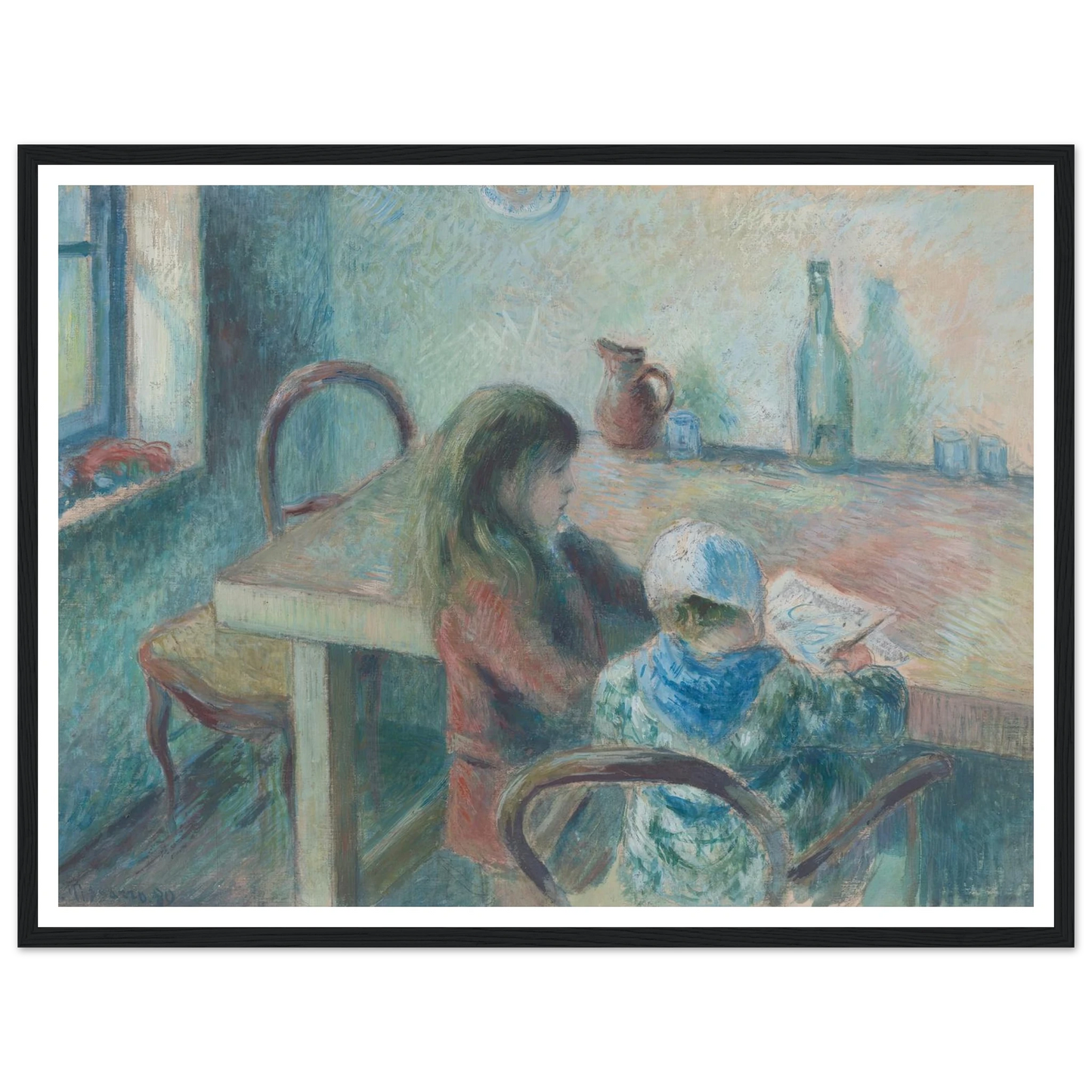 The Children (1880) Art Print | Camille Pissarro - Framed Poster - 30x40 cm / 12x16″ - Black frame