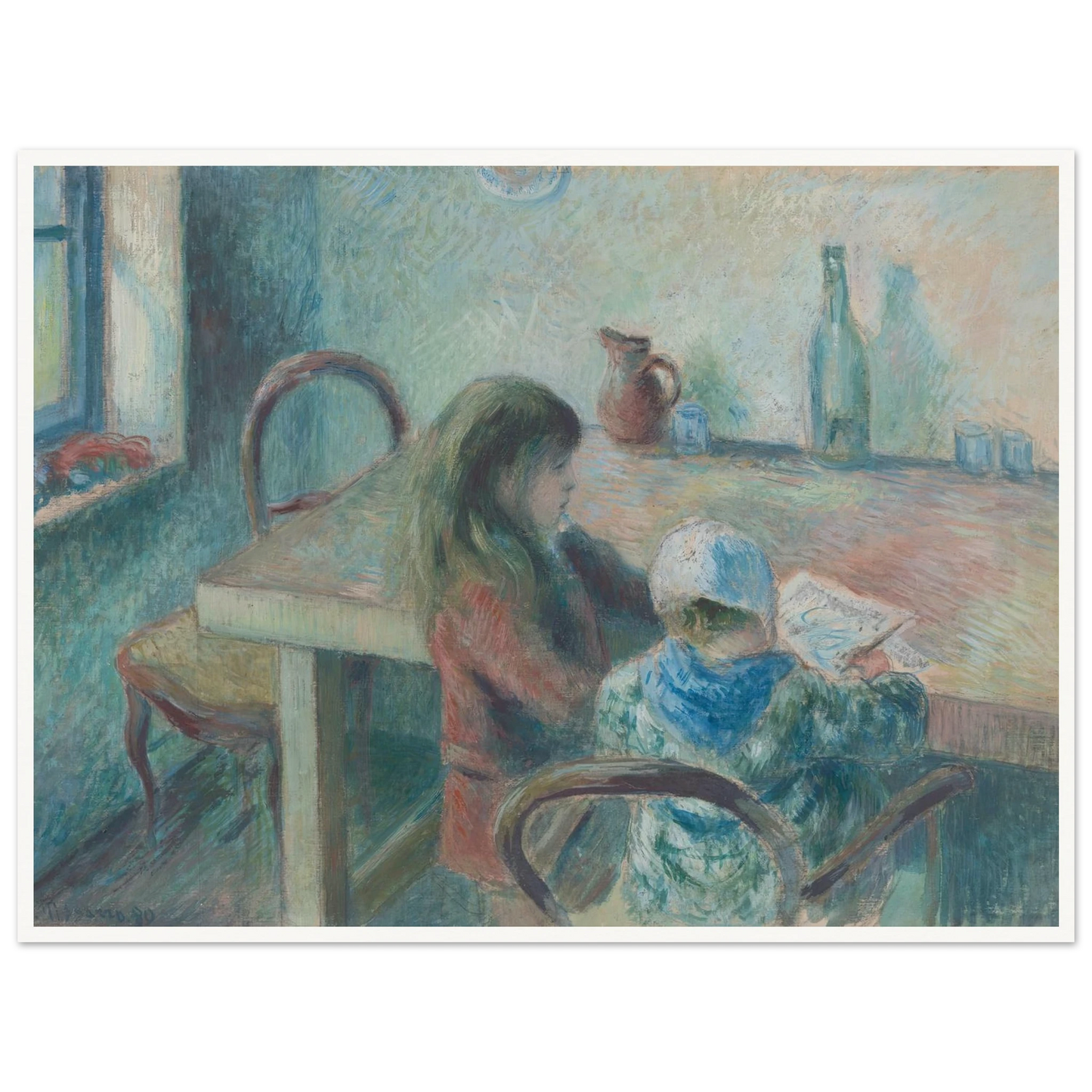 The Children (1880) Art Print | Camille Pissarro - Framed Poster - 30x40 cm / 12x16″ - Black frame