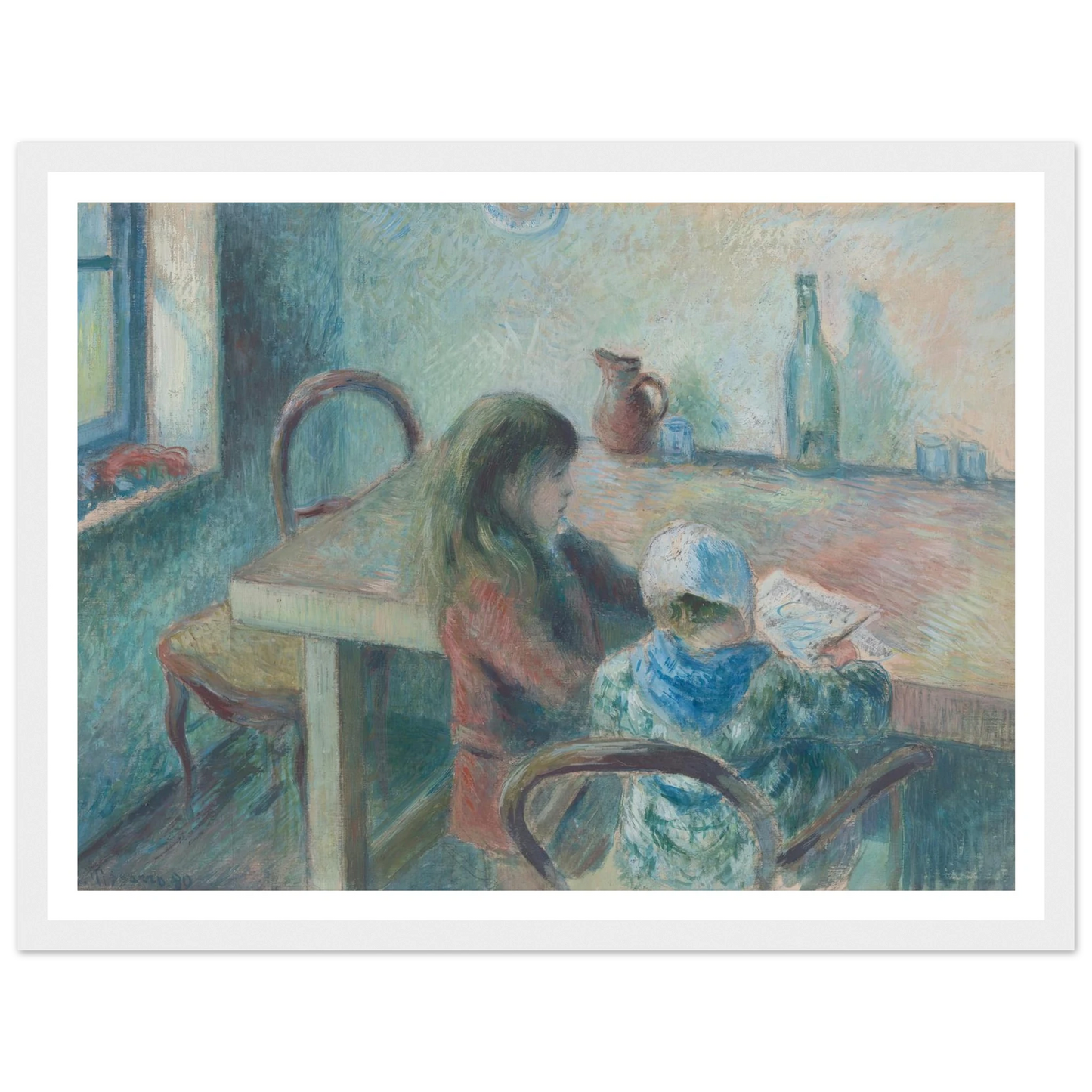 The Children (1880) Art Print | Camille Pissarro - Framed Poster - 30x40 cm / 12x16″ - Black frame