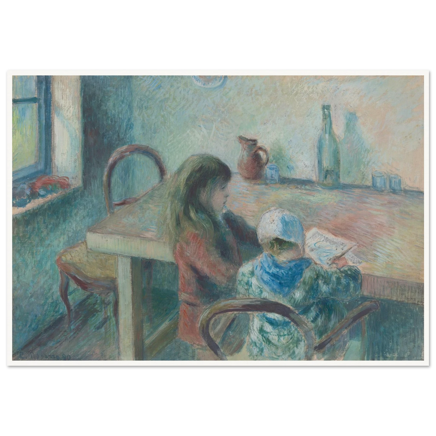 The Children (1880) Art Print | Camille Pissarro - Framed Poster - 30x40 cm / 12x16″ - Black frame