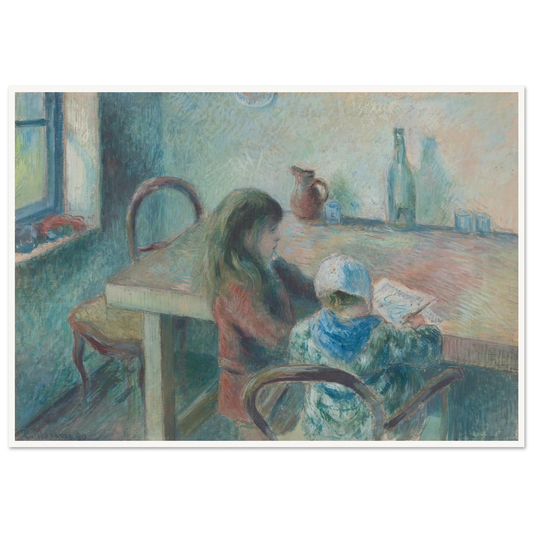 The Children (1880) Art Print | Camille Pissarro - Framed Poster - 30x40 cm / 12x16″ - Black frame