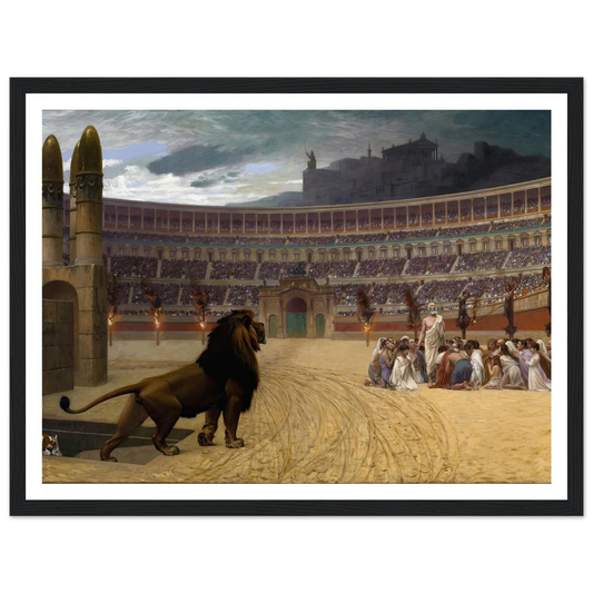 The Christian Martyrs’ Last Prayer (1863-1883) Art Print | Jean Leon Gerome - Framed Poster - 30x40 cm / 12x16″ - Black frame