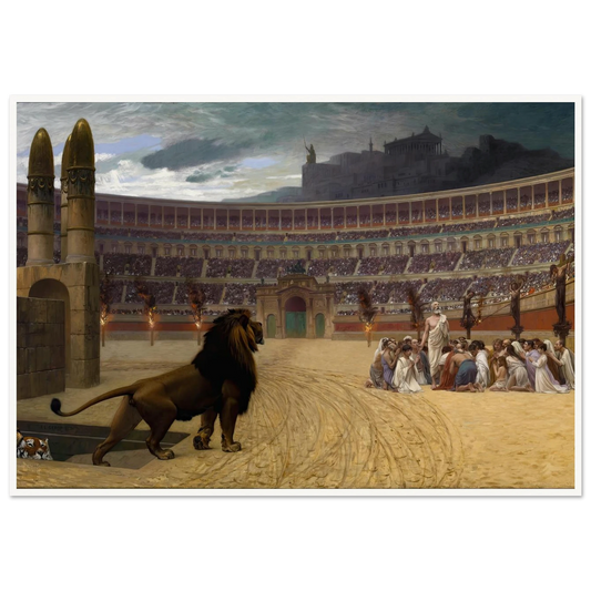 The Christian Martyrs’ Last Prayer (1863-1883) Art Print | Jean Leon Gerome - Framed Poster - 30x40 cm / 12x16″ - Black frame