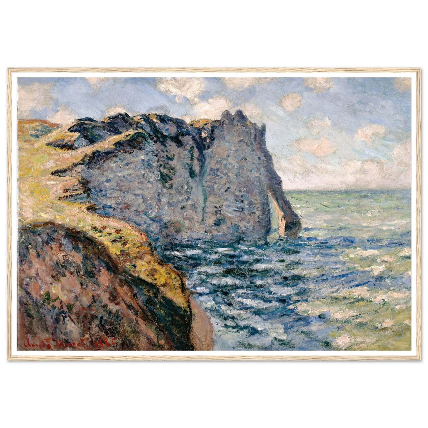 The Cliff of Aval, Etrétat (1885) Art Print | Claude Monet - Framed Poster - 30x40 cm / 12x16″ - Black frame