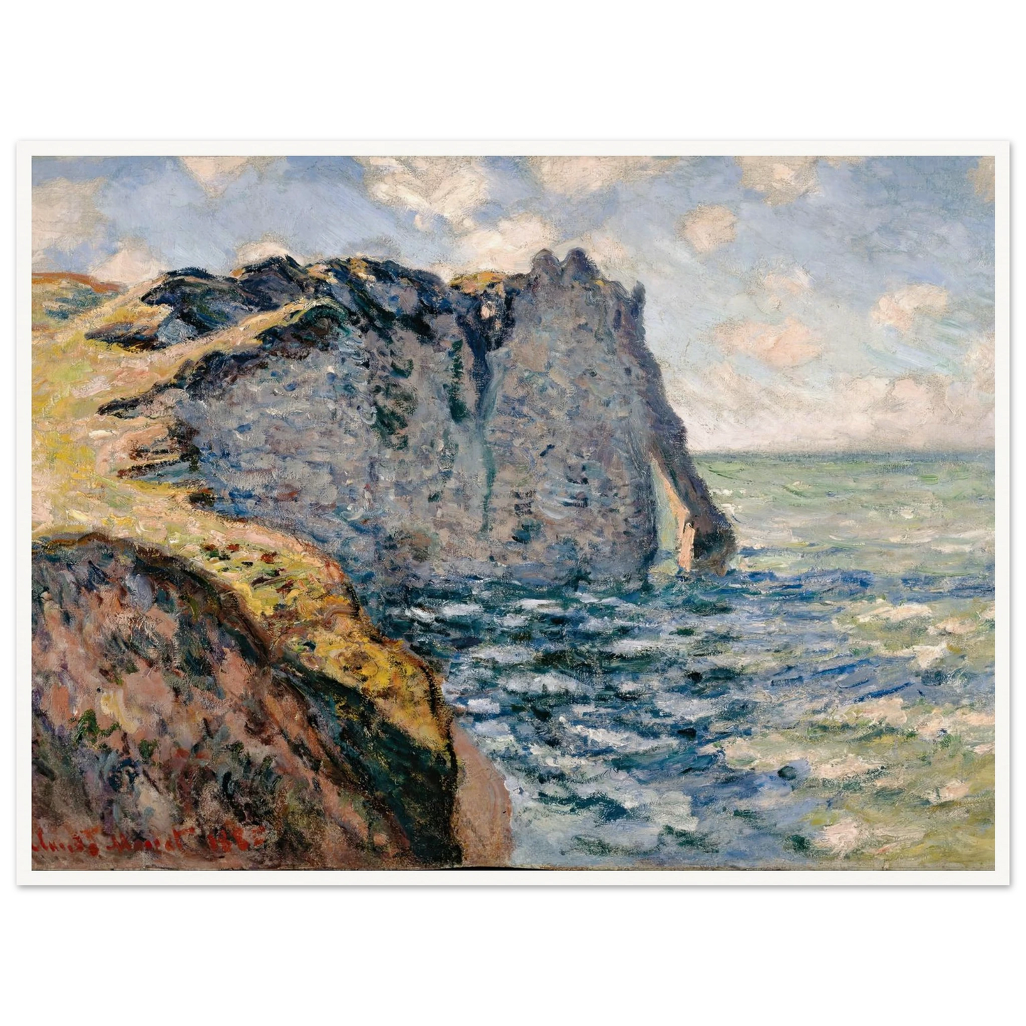The Cliff of Aval, Etrétat (1885) Art Print | Claude Monet - Framed Poster - 30x40 cm / 12x16″ - Black frame