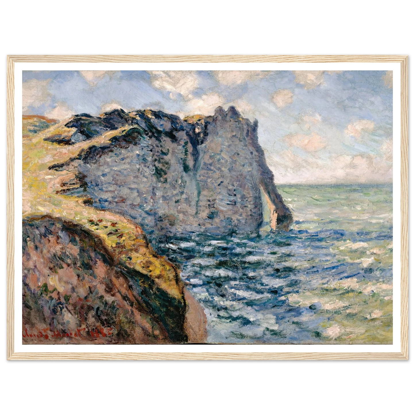 The Cliff of Aval, Etrétat (1885) Art Print | Claude Monet - Framed Poster - 30x40 cm / 12x16″ - Black frame