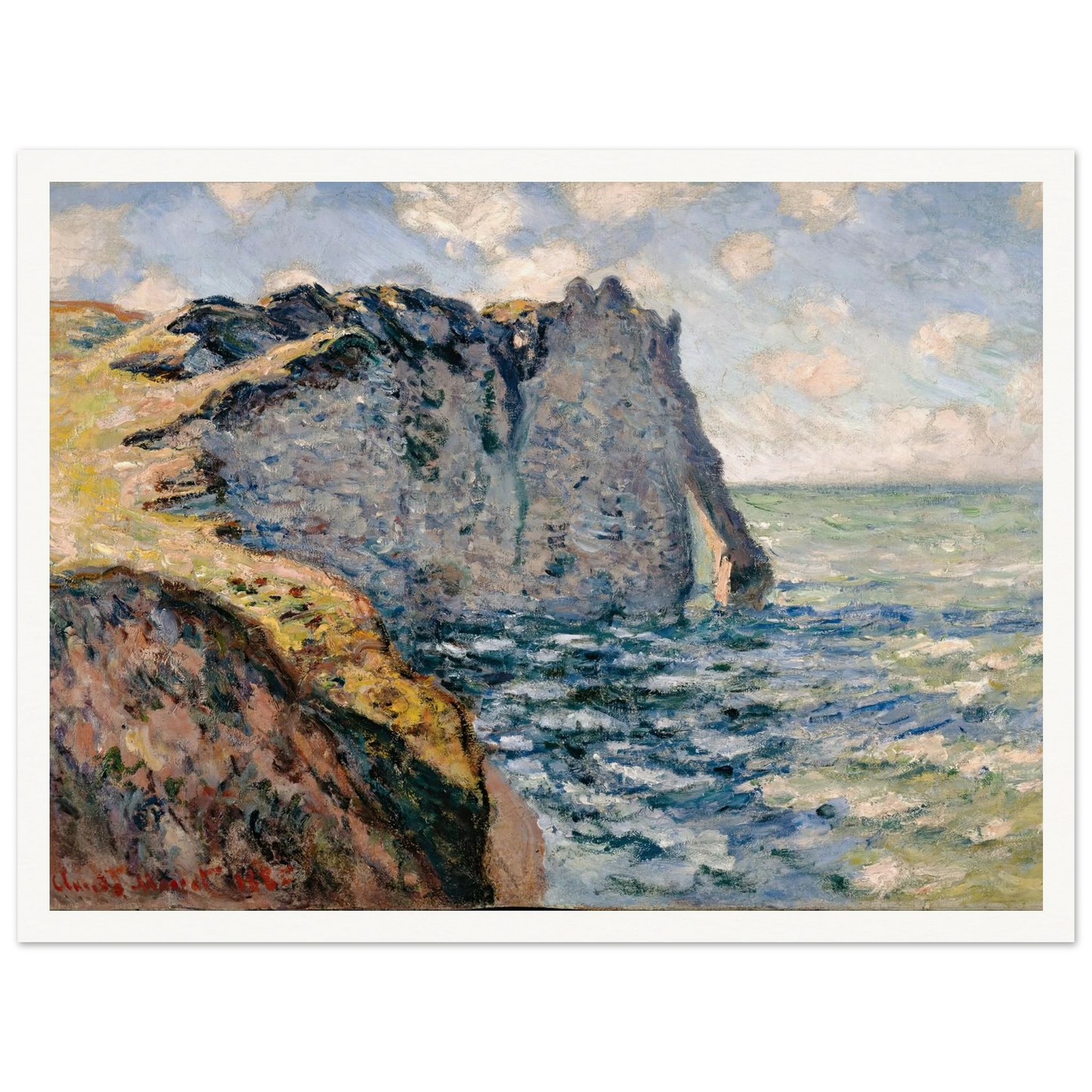 The Cliff of Aval, Etrétat (1885) Art Print | Claude Monet - Framed Poster - 30x40 cm / 12x16″ - Black frame