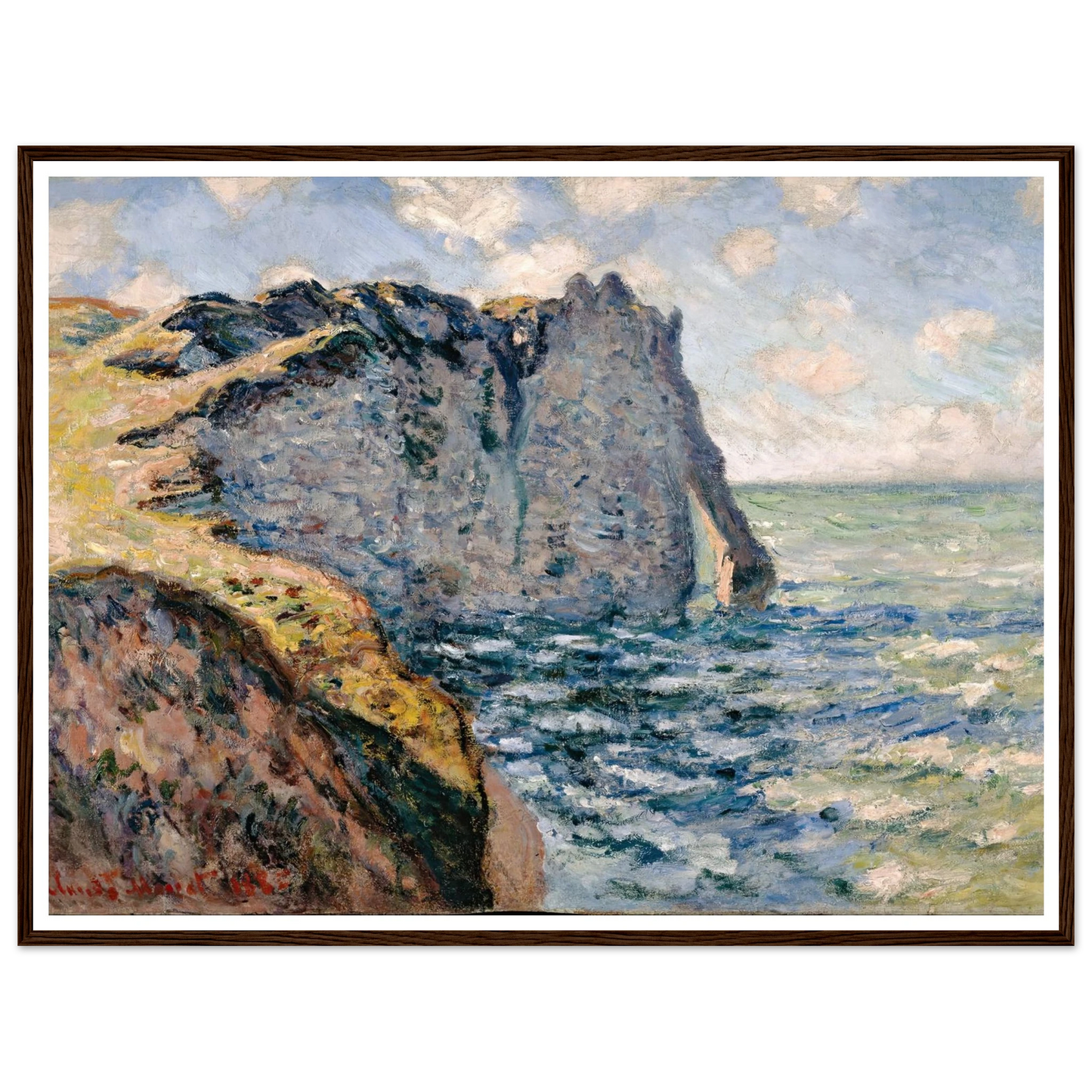 The Cliff of Aval, Etrétat (1885) Art Print | Claude Monet - Framed Poster - 30x40 cm / 12x16″ - Black frame