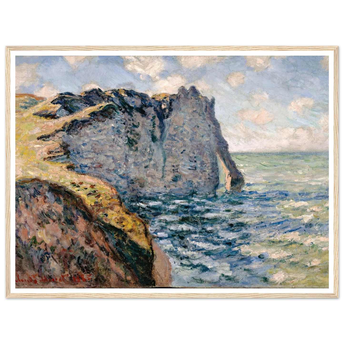 The Cliff of Aval, Etrétat (1885) Art Print | Claude Monet - Framed Poster - 30x40 cm / 12x16″ - Black frame